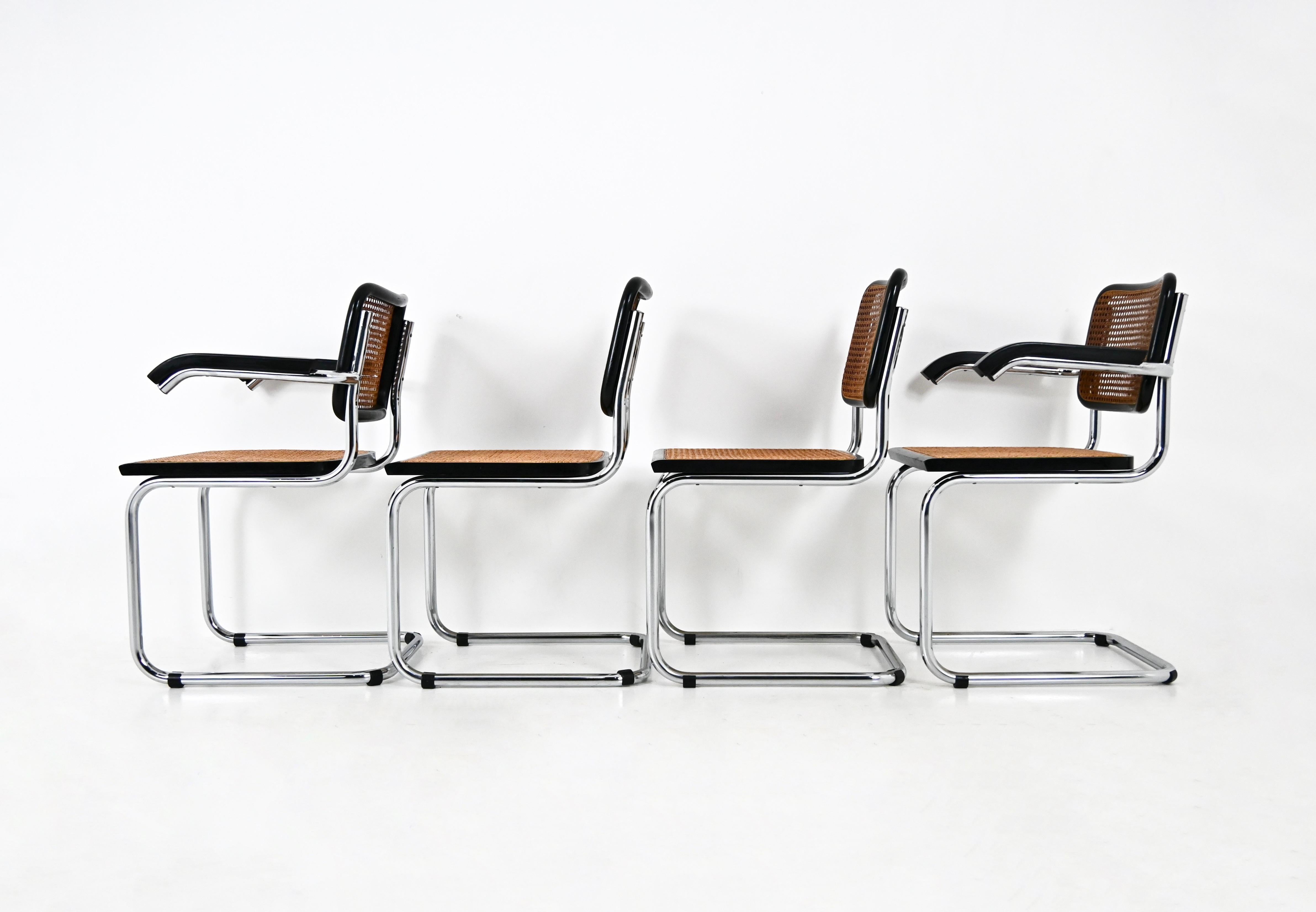 Metallo Sedie da pranzo stile B32 di Marcel Breuer, set di 4 pezzi