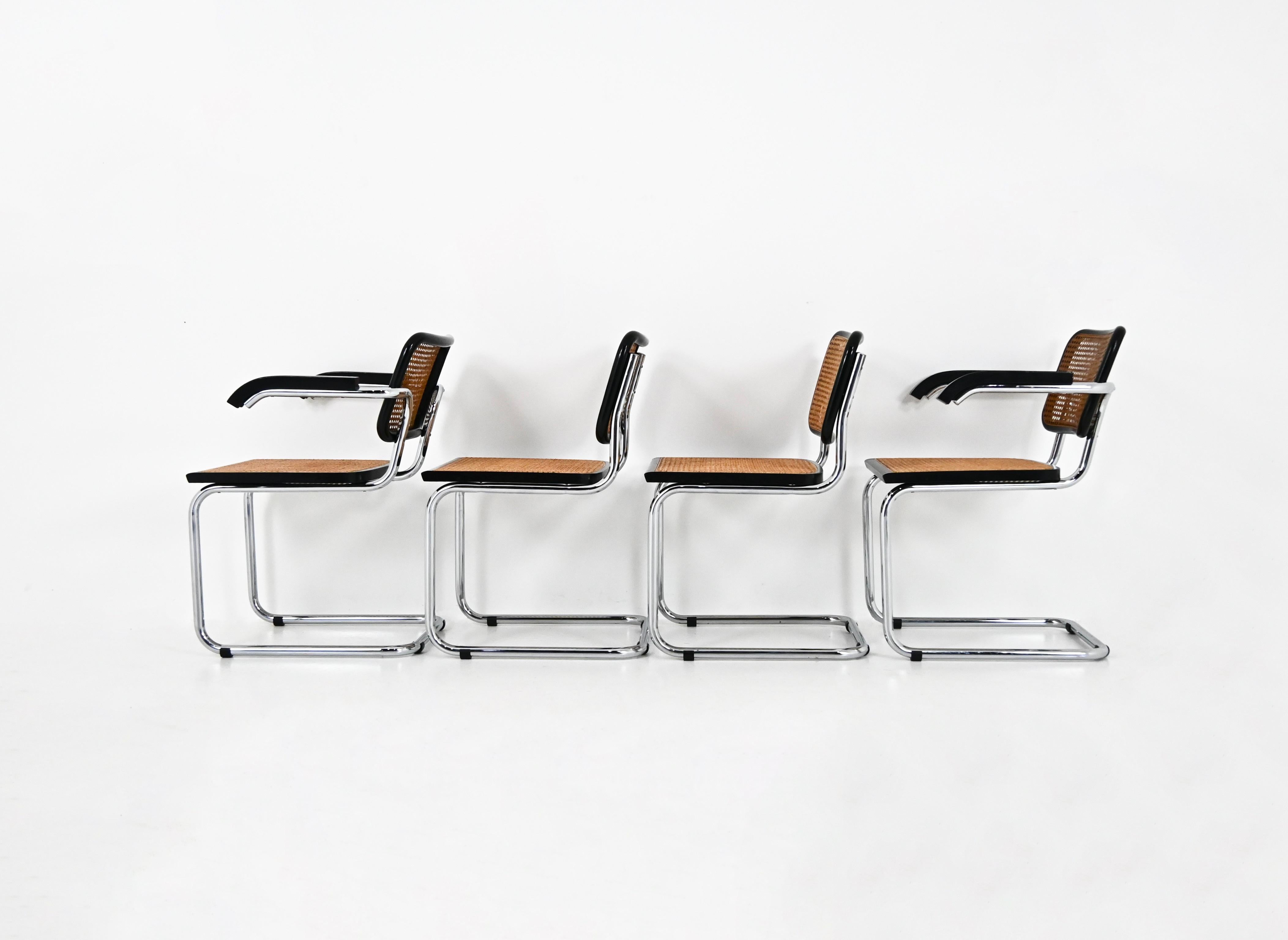 Metal Dining Chairs Style B32 by Marcel Breuer Set of 4 For Sale