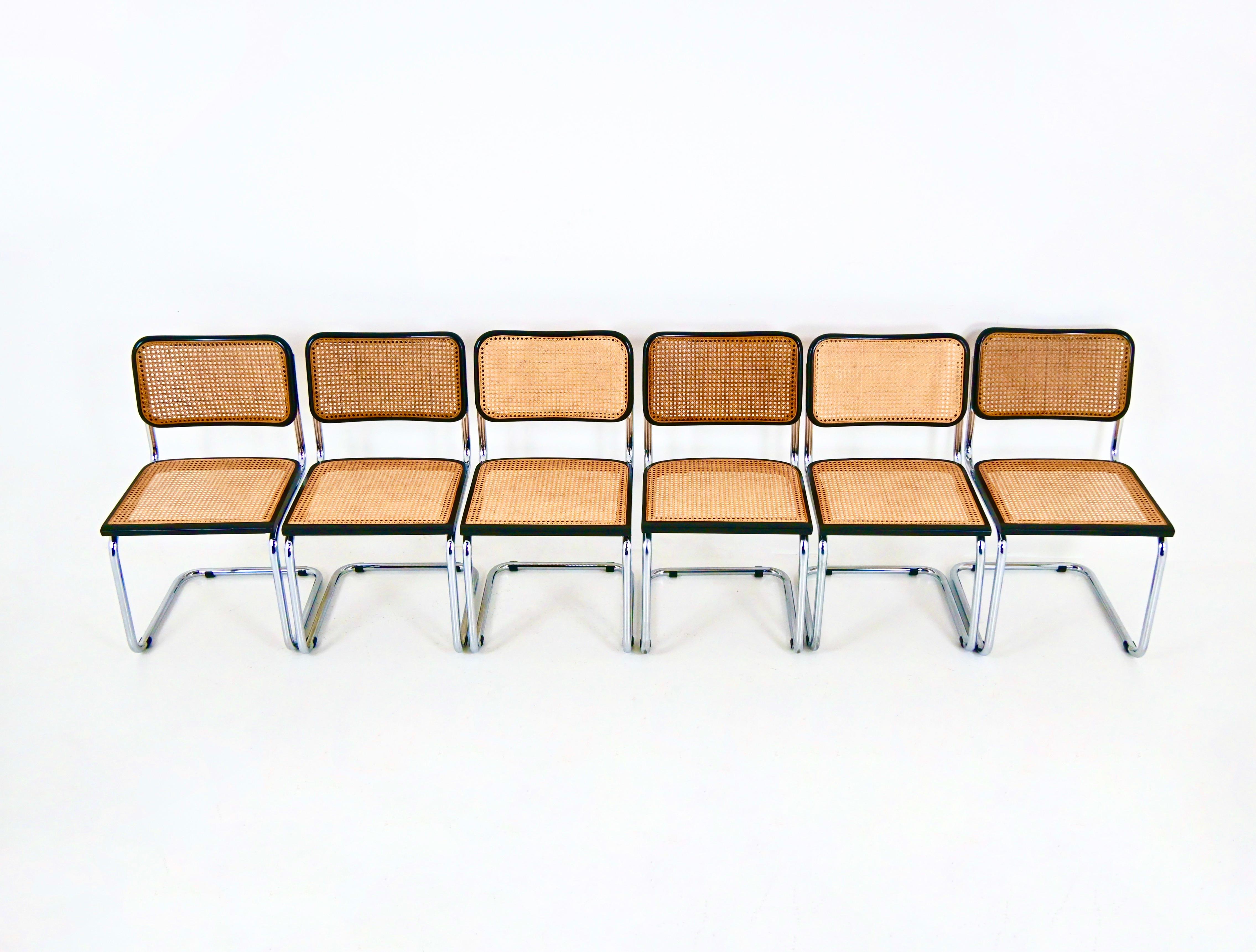 Set of 6 chairs in wood, rattan and metal. Seat height: 45 cm. Wear due to time and age of the chairs.
FOR SHIPPING, REQUEST US FOR RECEIVE THE BEST PRICE