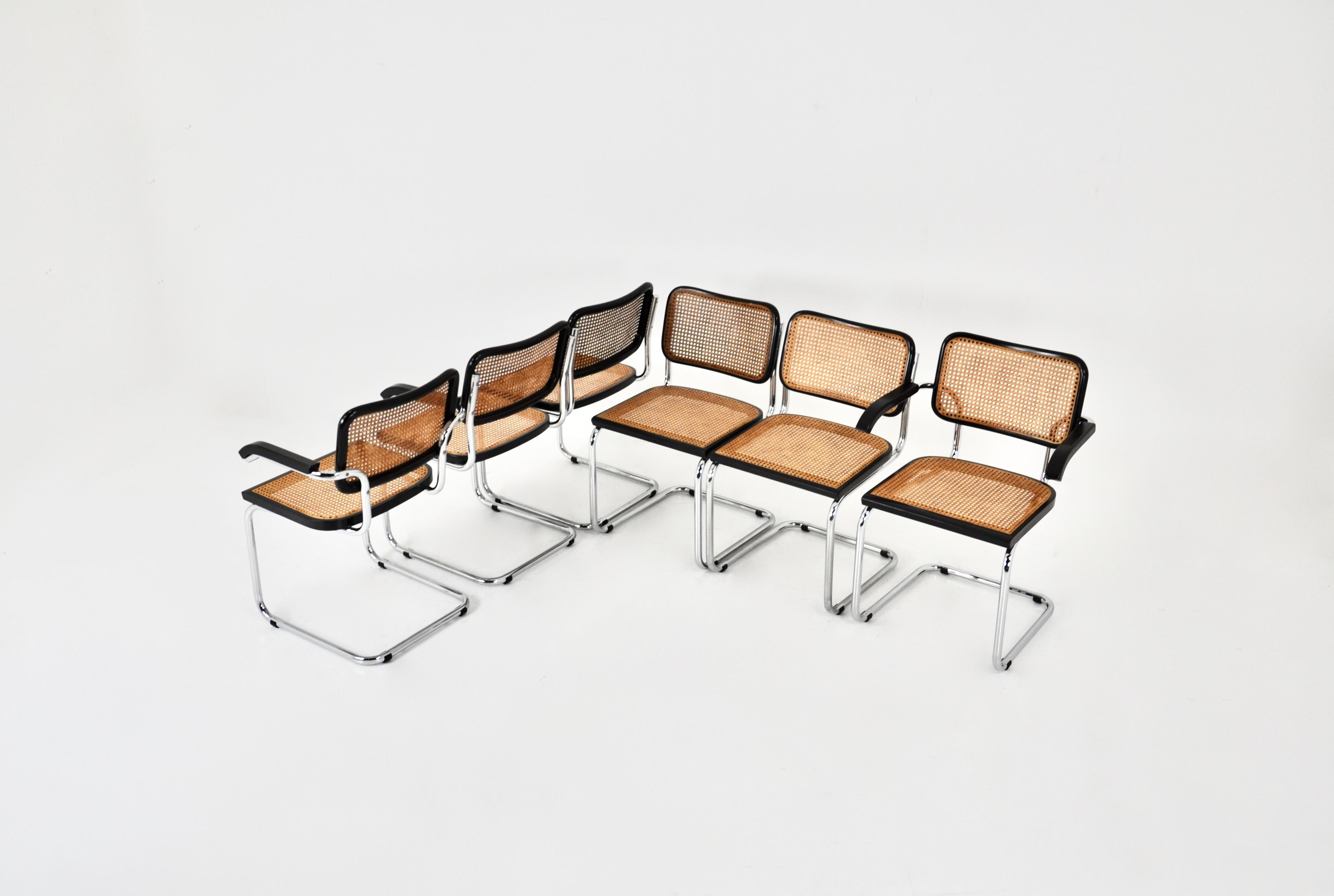 Mid-Century Modern Dining Chairs Style B32 by Marcel Breuer, Set of 6