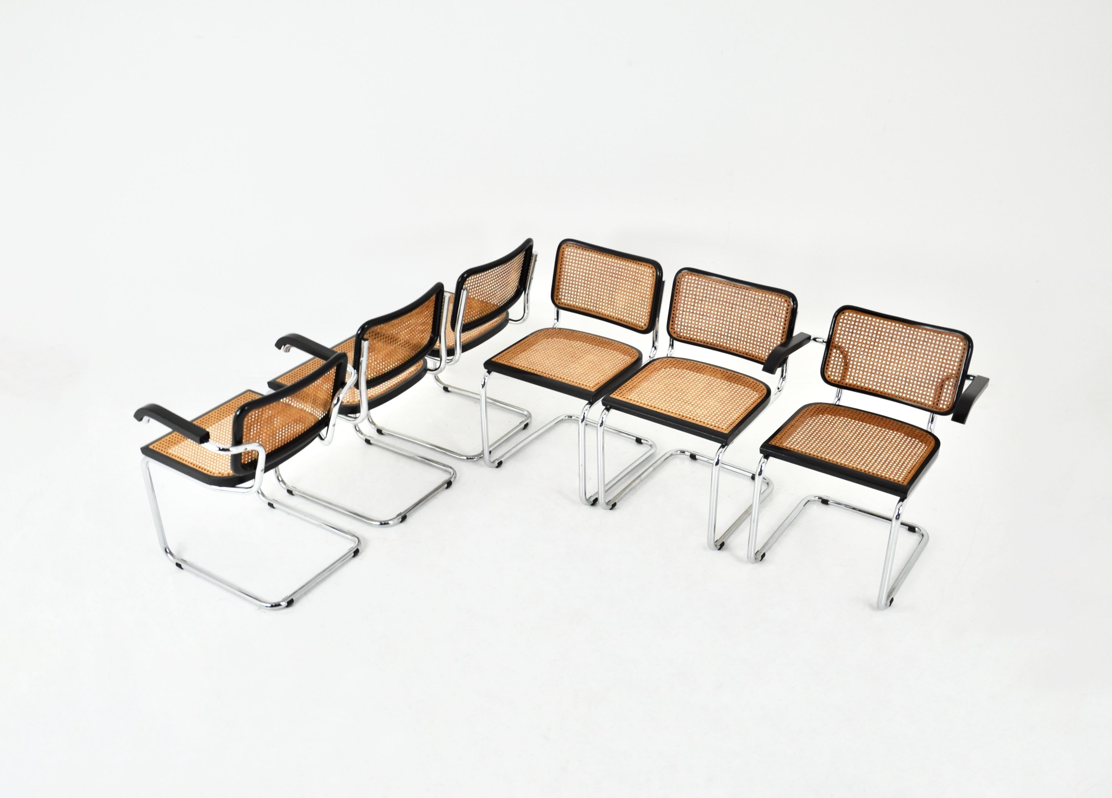 Mid-Century Modern Dining Chairs Style B32 by Marcel Breuer, Set of 6 For Sale