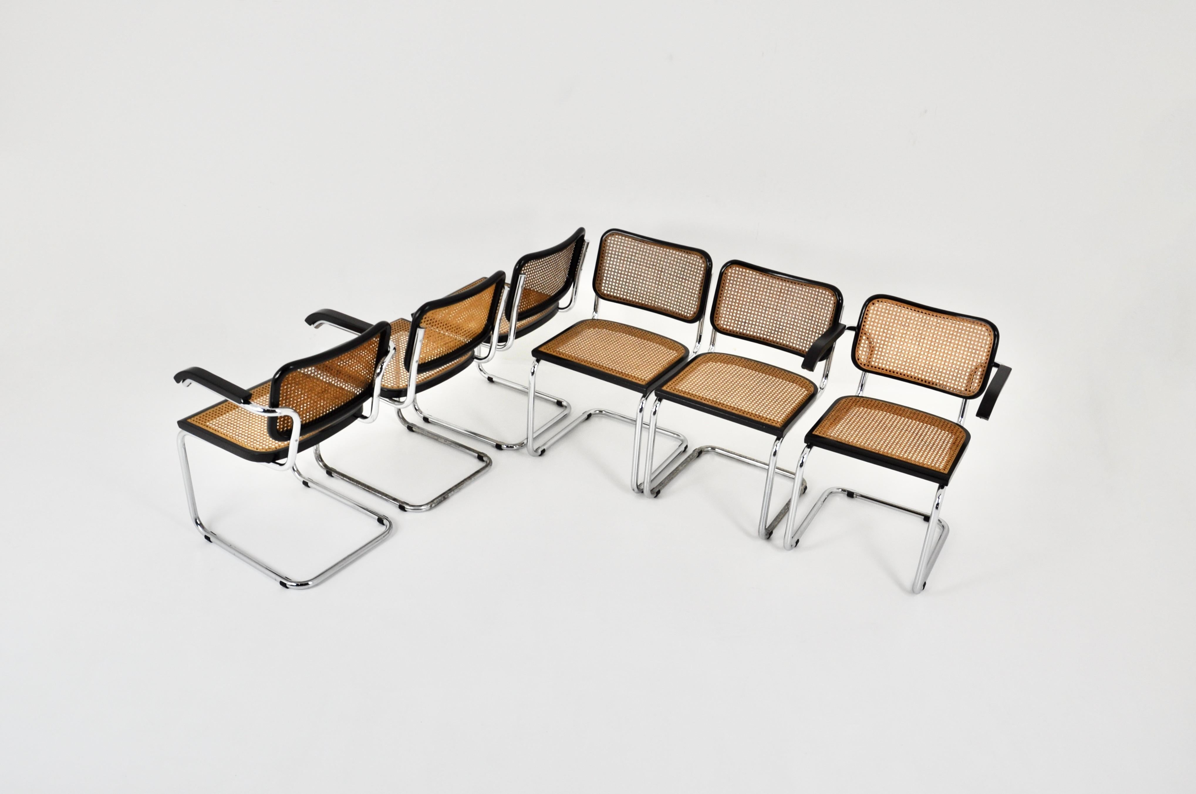 Mid-Century Modern Chaises de salle à manger style B32 par Marcel Breuer, lot de 6 en vente