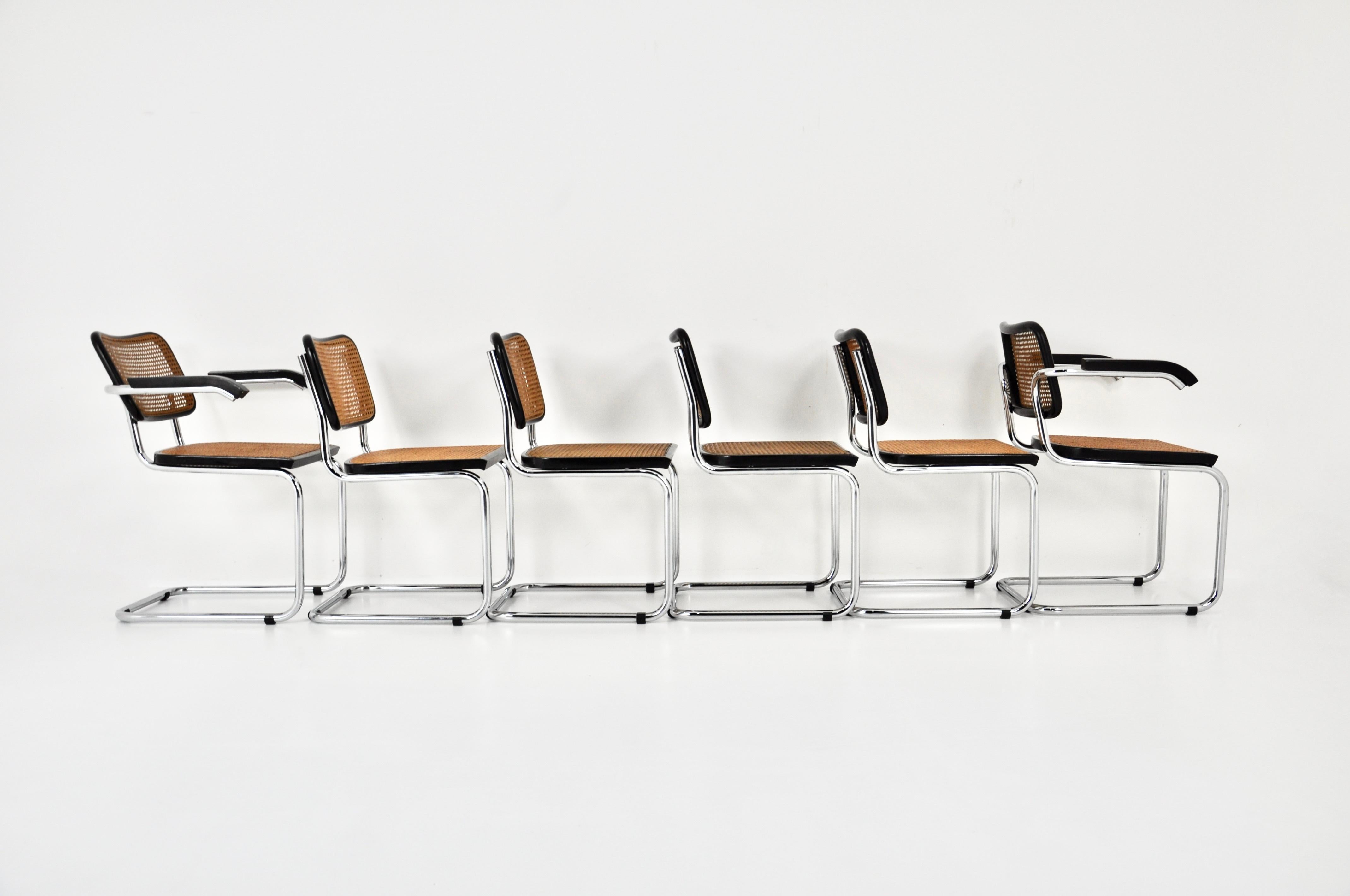 Mid-Century Modern Chaises de salle à manger style B32 par Marcel Breuer, lot de 6