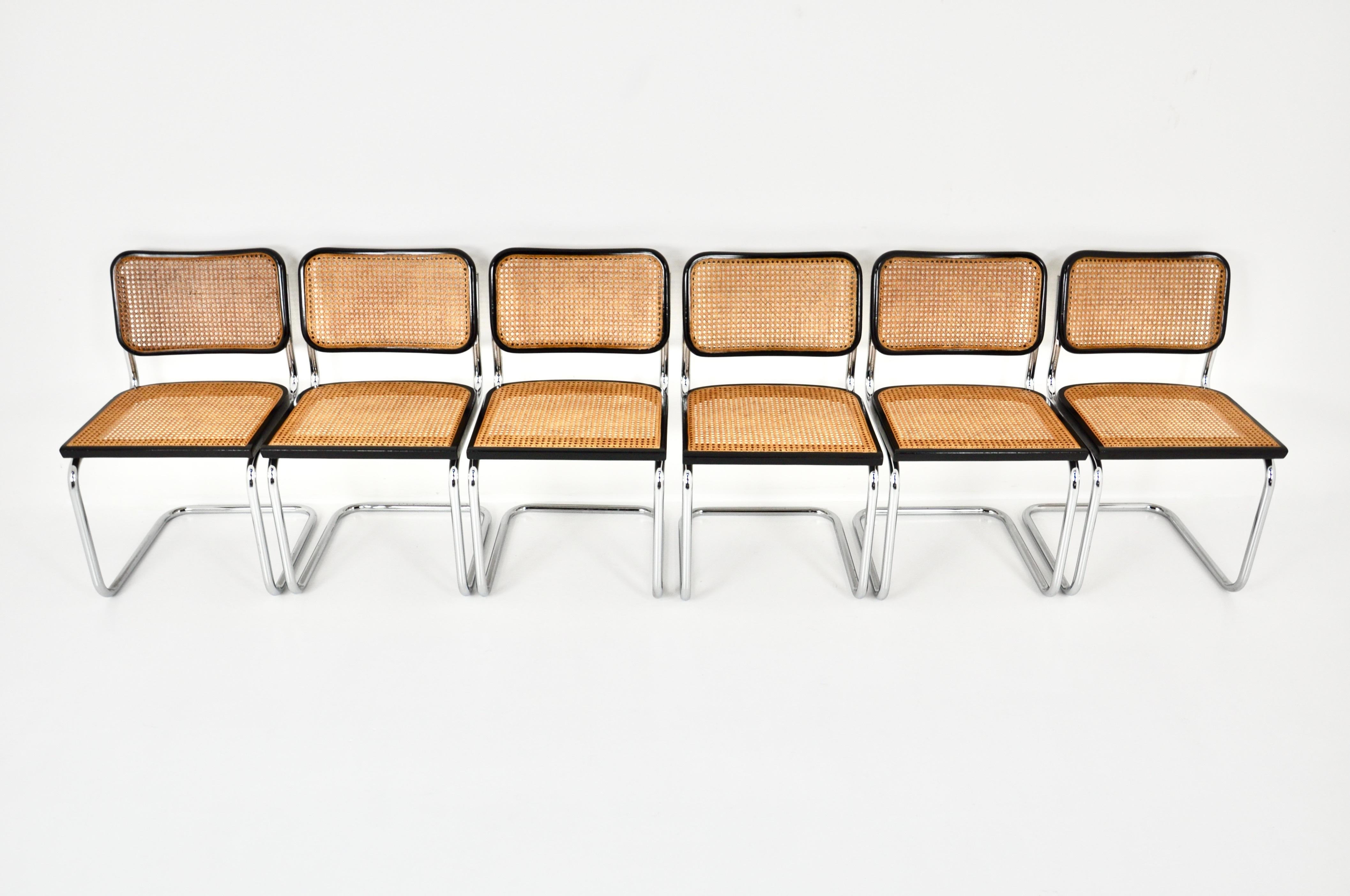 Mid-Century Modern Chaises de salle à manger style B32 de Marcel Breuer, lot de 6 en vente