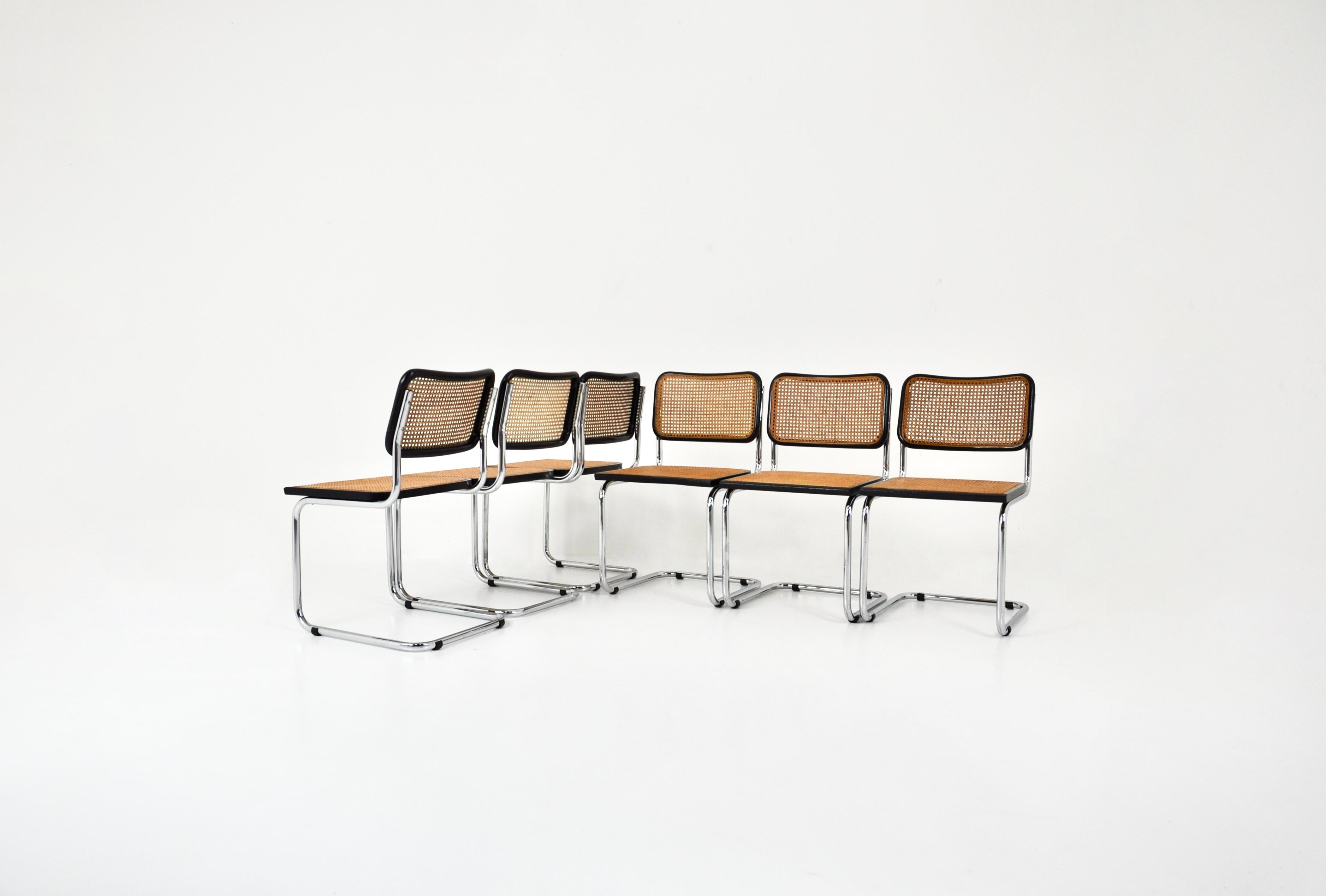 Mid-Century Modern Dining Chairs Style B32 by Marcel Breuer, set of 6 For Sale