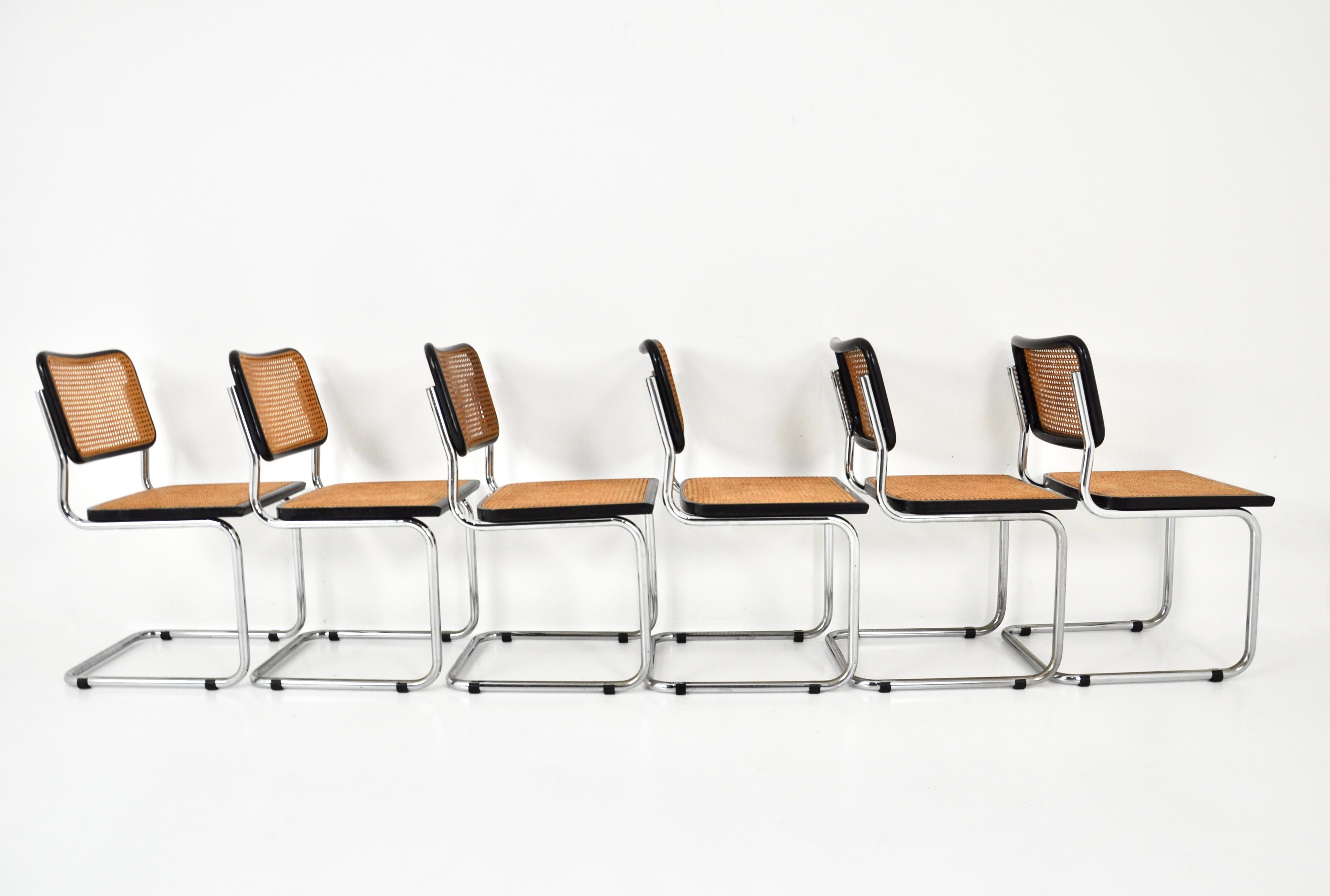 Mid-Century Modern Dining Chairs Style B32 by Marcel Breuer, set of 6 For Sale