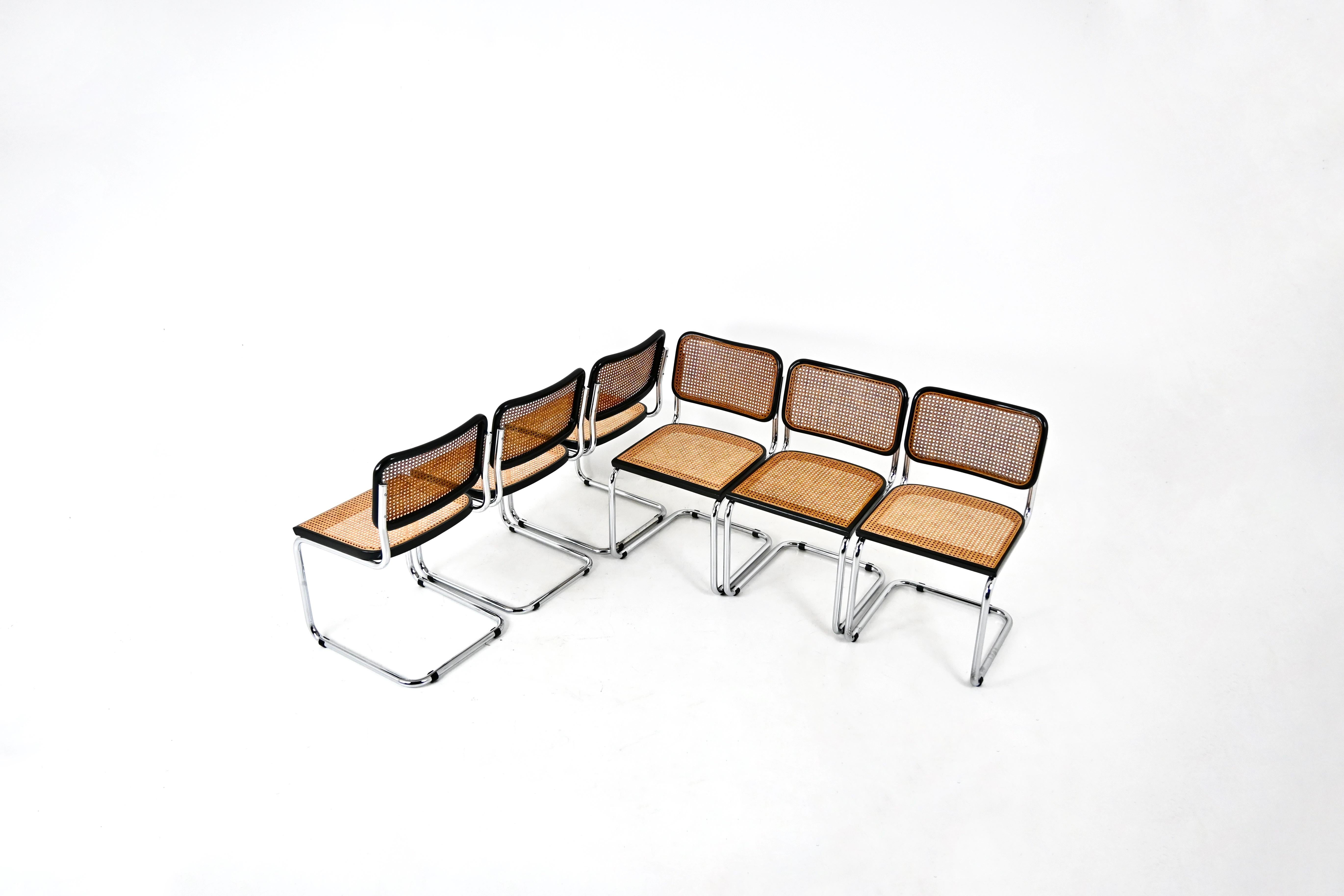 Mid-Century moderno Sedie da pranzo stile B32 di Marcel Breuer, set di 6 pezzi