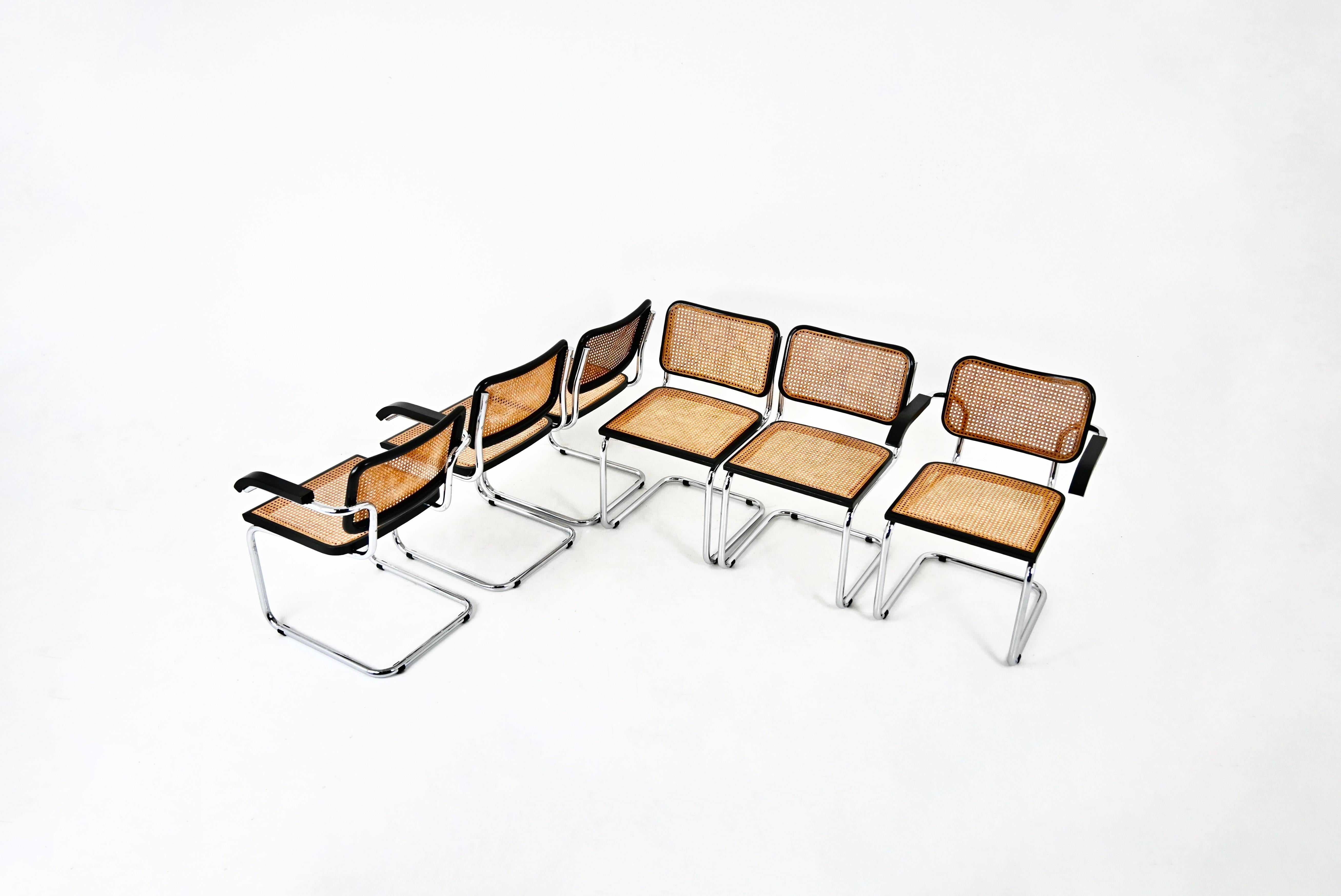 Mid-Century Modern Dining Chairs Style B32 by Marcel Breuer, Set of 6