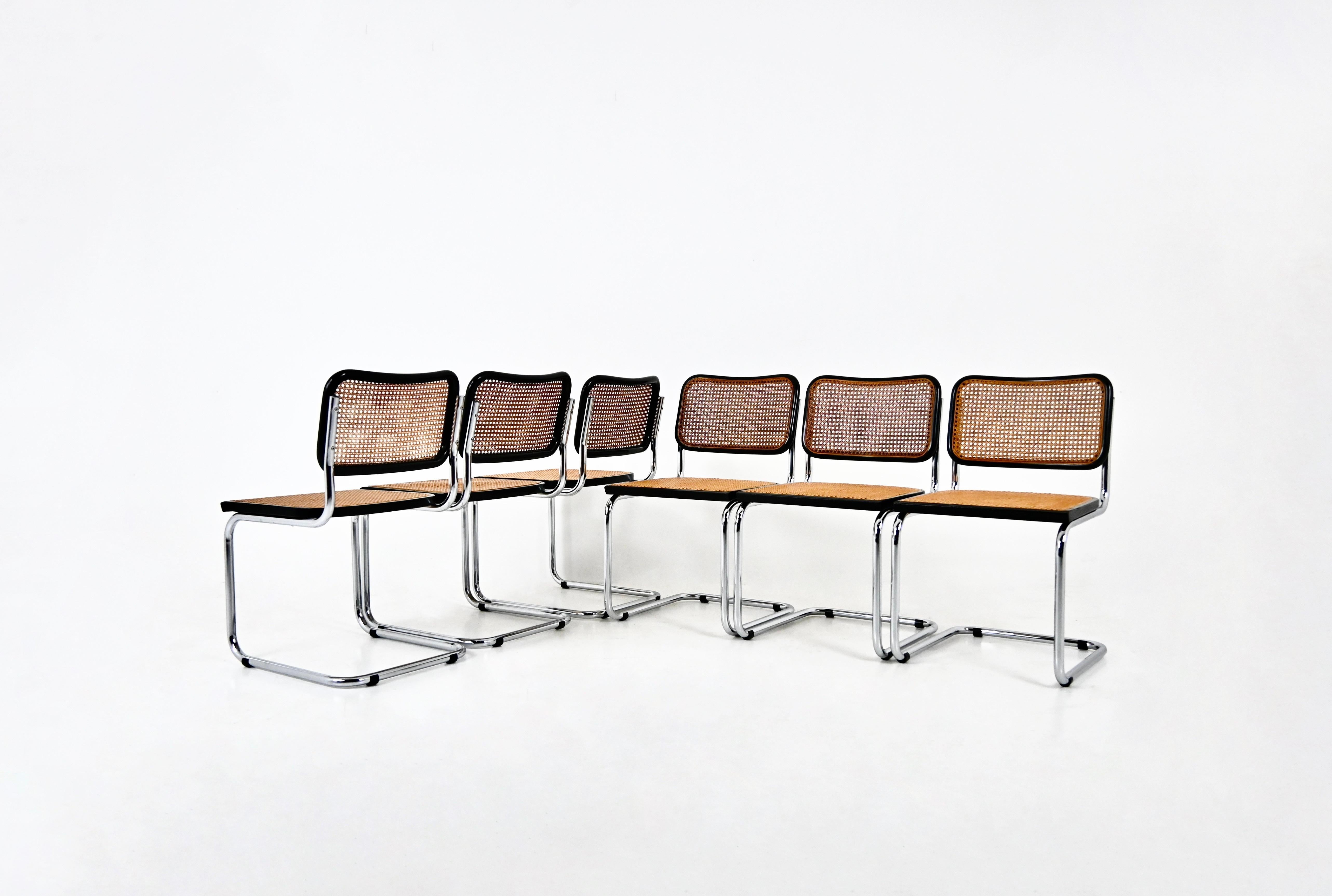Mid-Century Modern Dining Chairs Style B32 by Marcel Breuer, set of 6