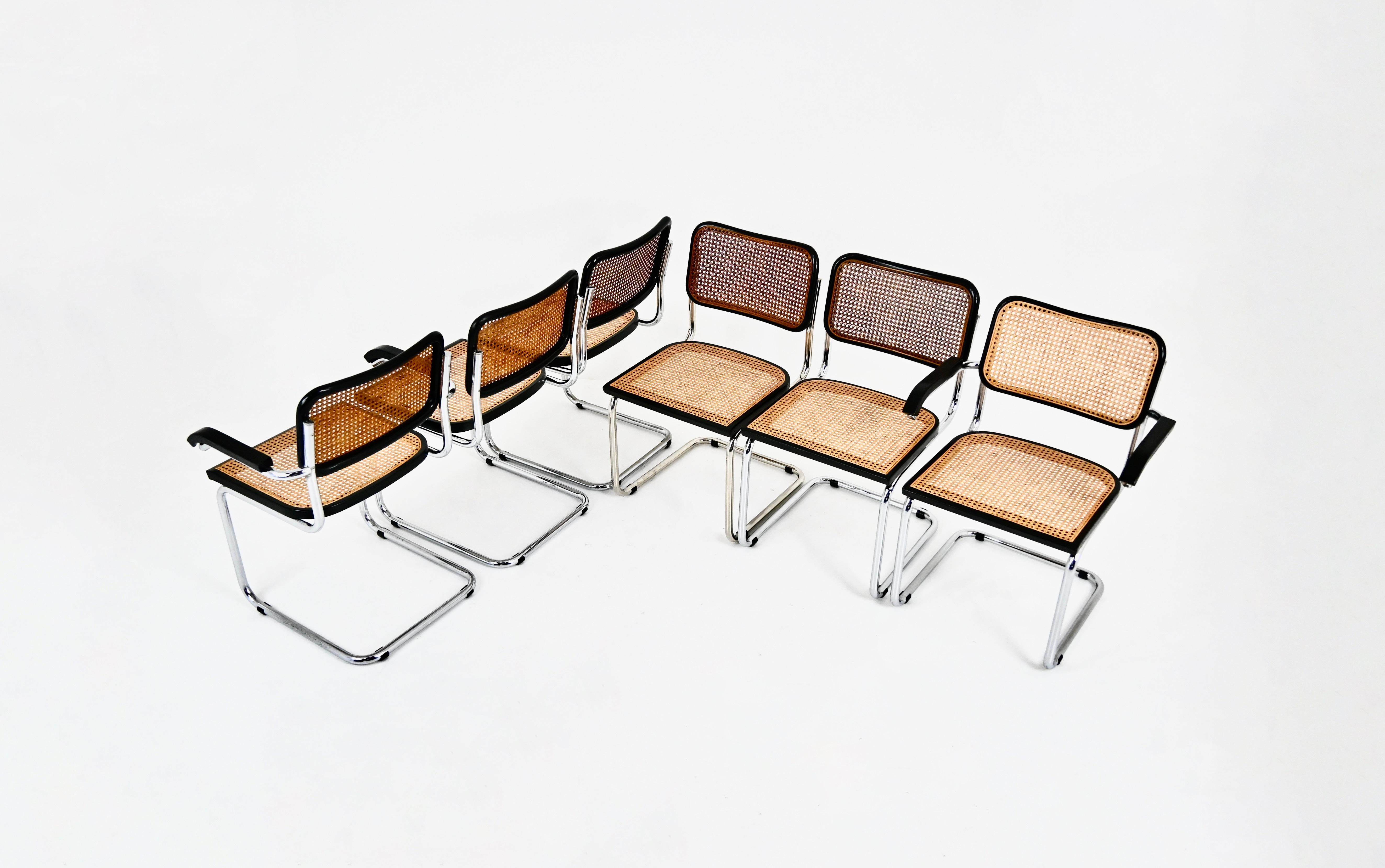 Mid-Century moderno Dining Chairs Style B32 by Marcel Breuer, Set of 6 in vendita