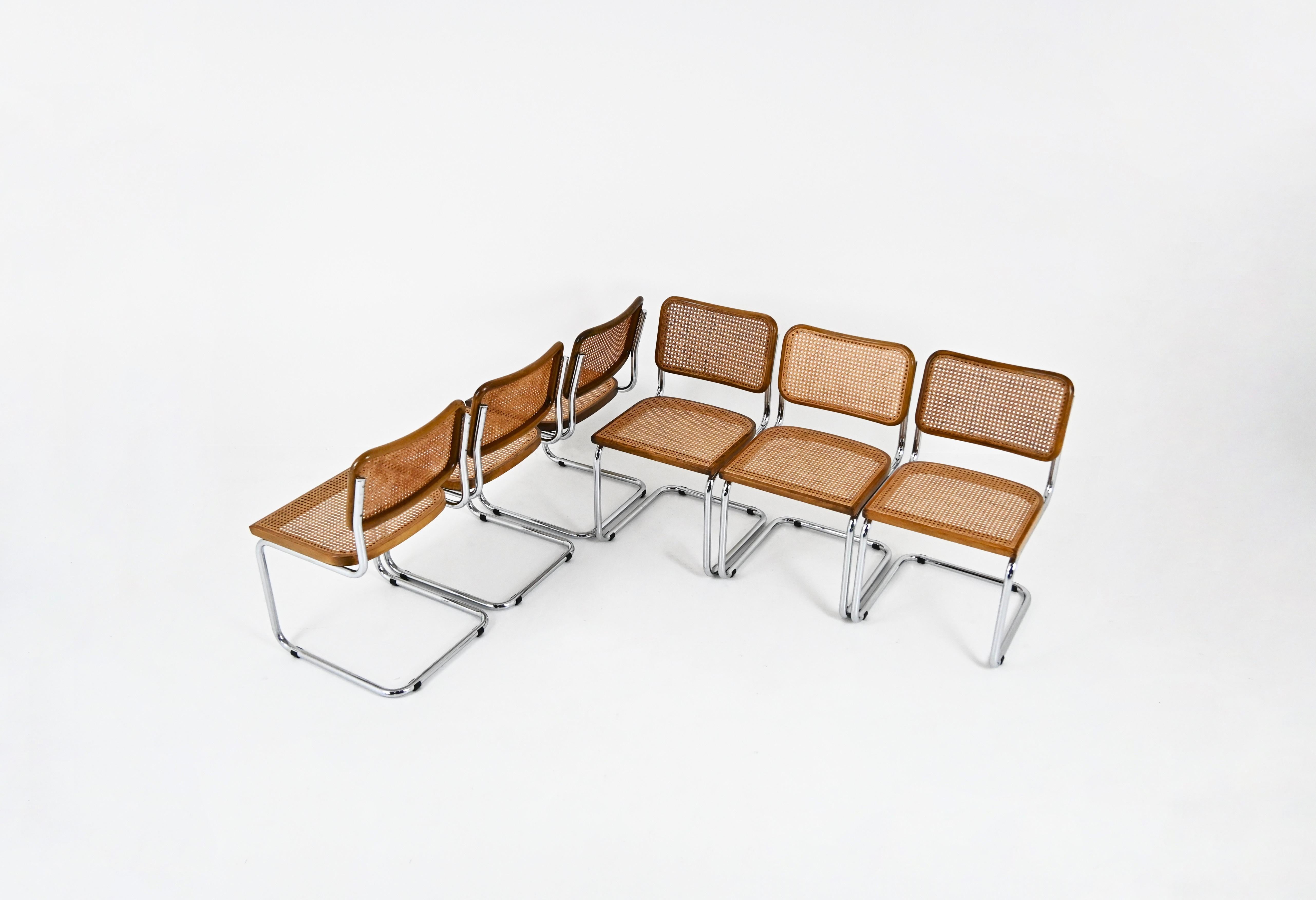 Mid-Century Modern Dining Chairs Style B32 by Marcel Breuer, Set of 6 For Sale