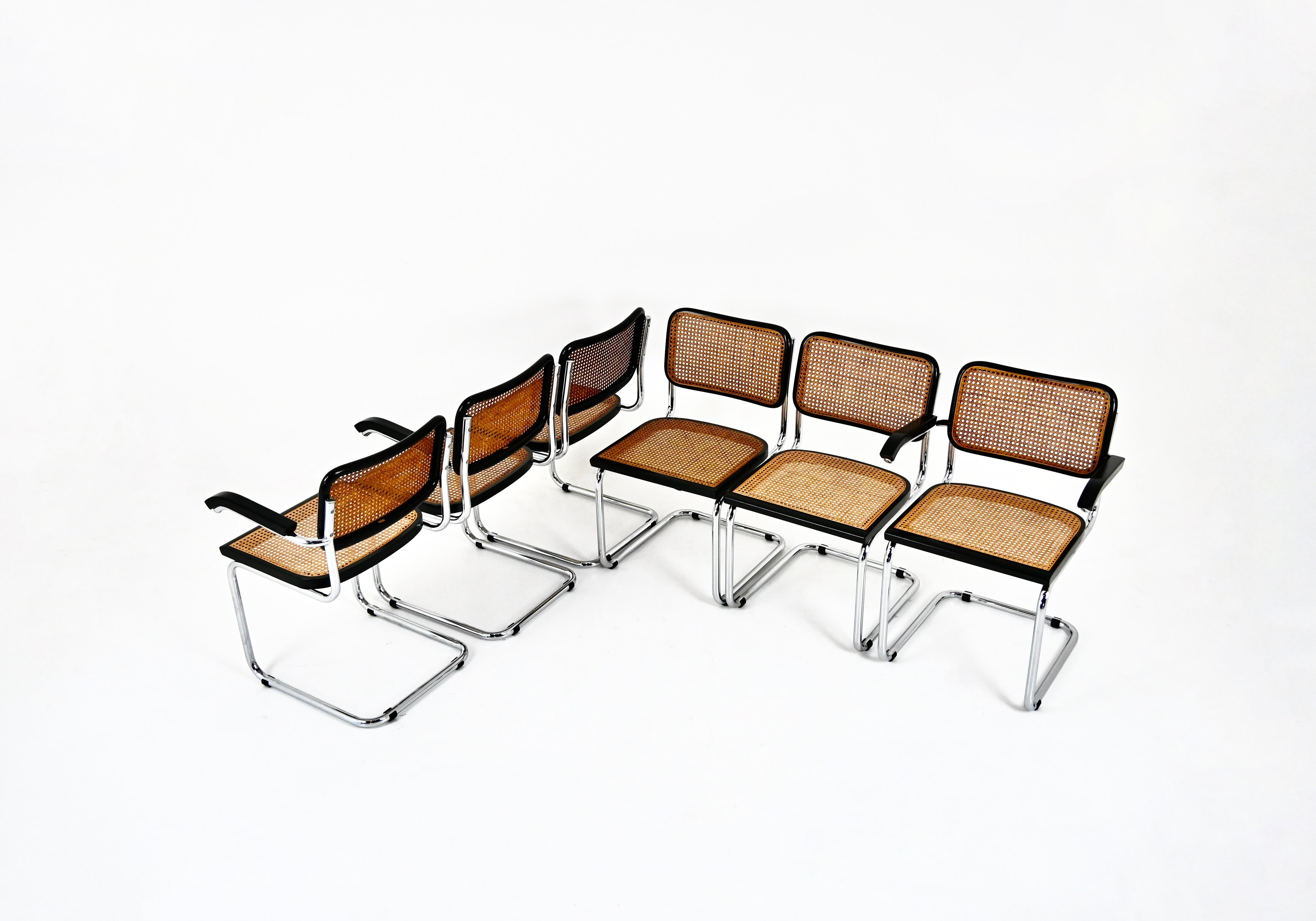 Mid-Century Modern Dining Chairs Style B32 by Marcel Breuer Set of 6 For Sale