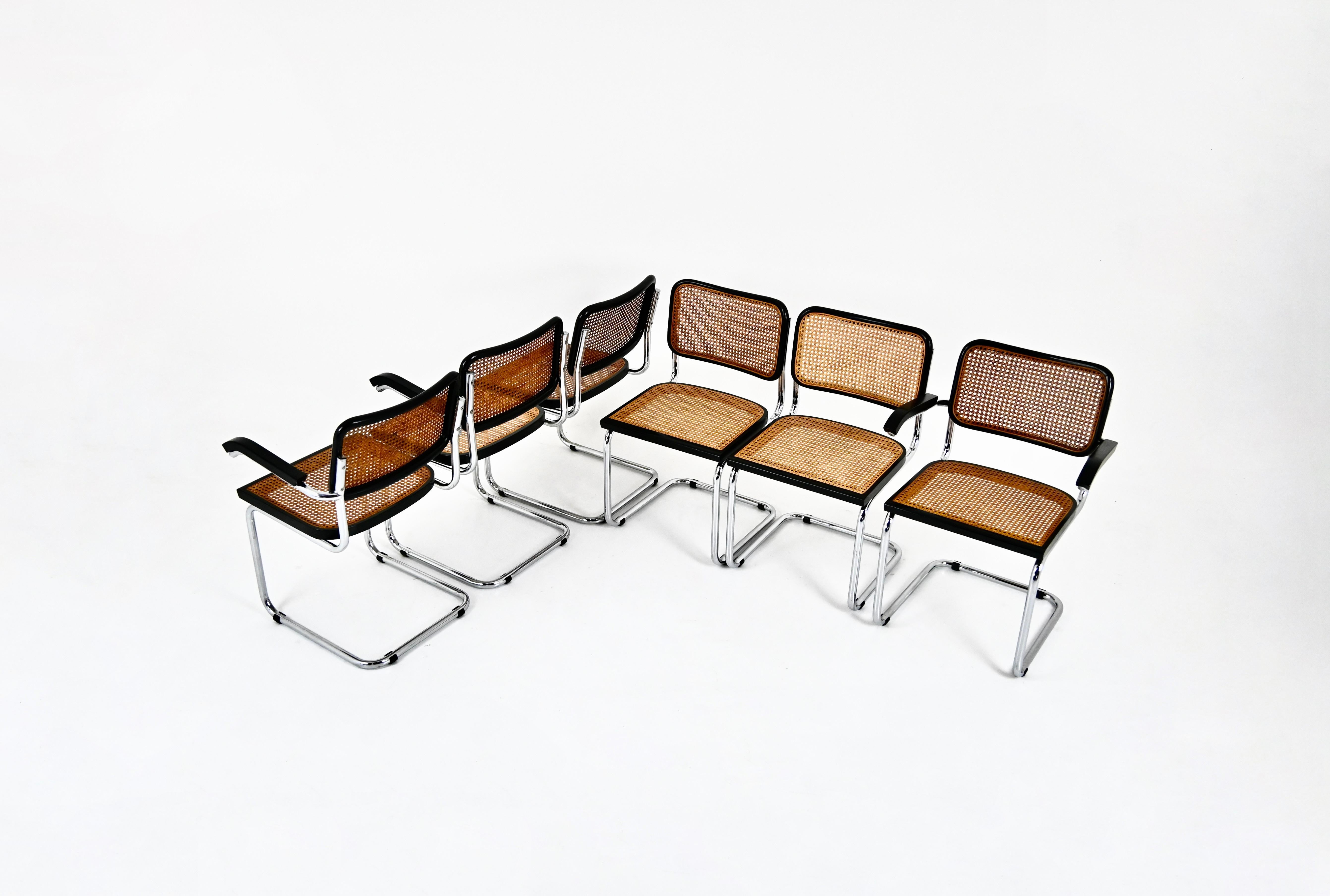 Mid-Century moderno Sedie da pranzo stile B32 di Marcel Breuer, set di 6 pezzi in vendita