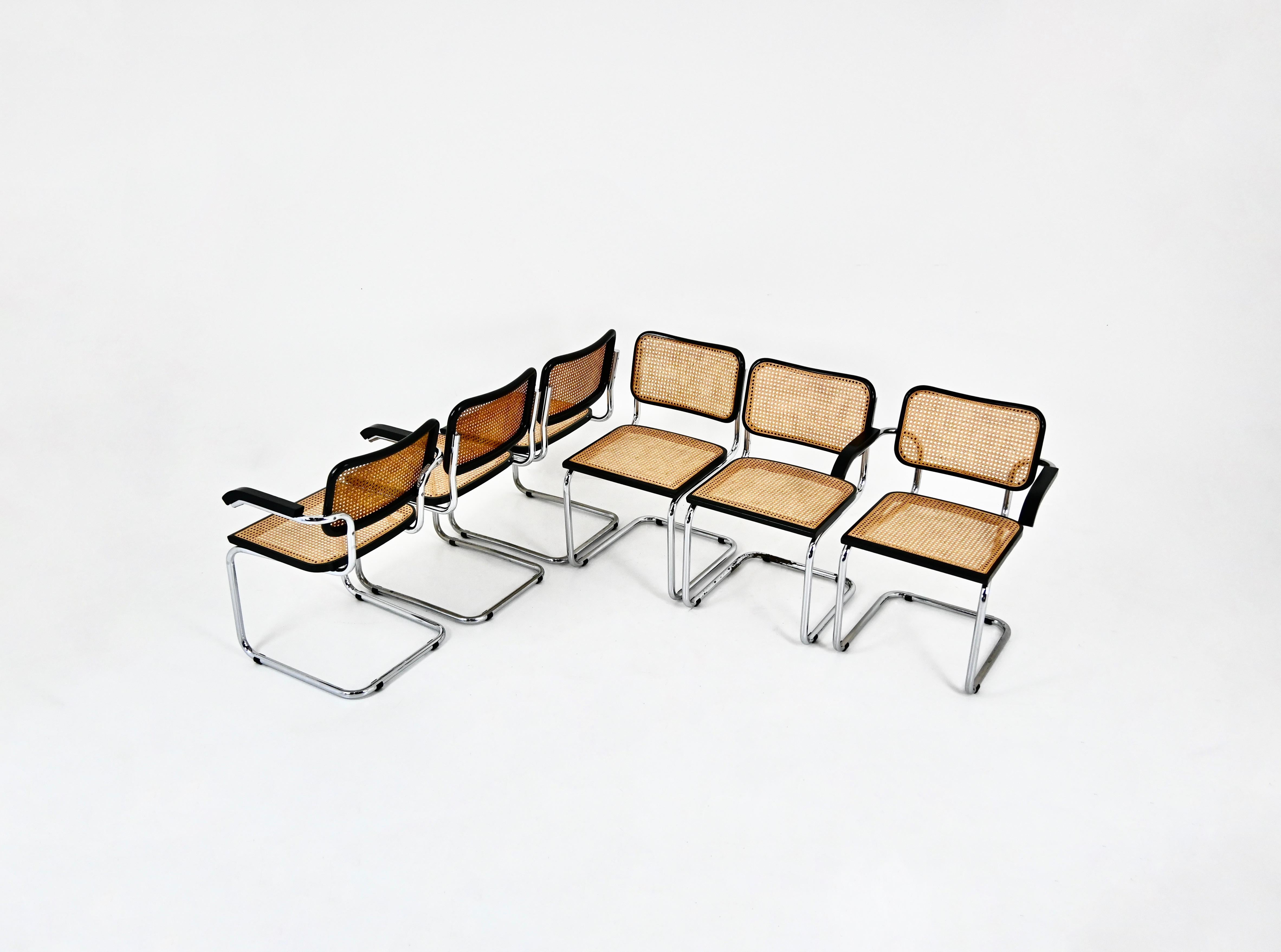 Mid-Century Modern Dining Chairs Style B32 by Marcel Breuer Set of 6 For Sale