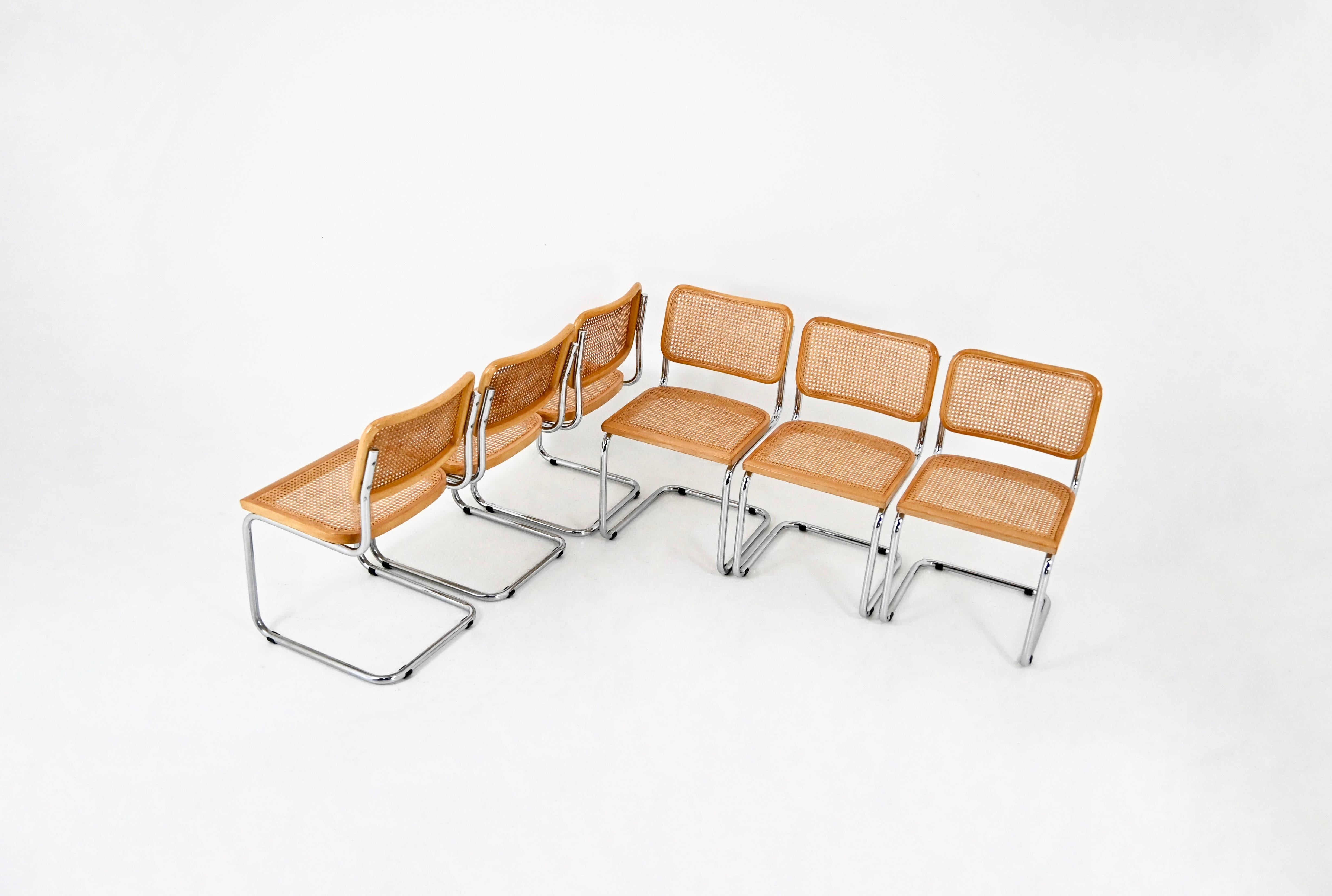 Mid-Century Modern Dining Chairs Style B32 by Marcel Breuer, Set of 6 For Sale