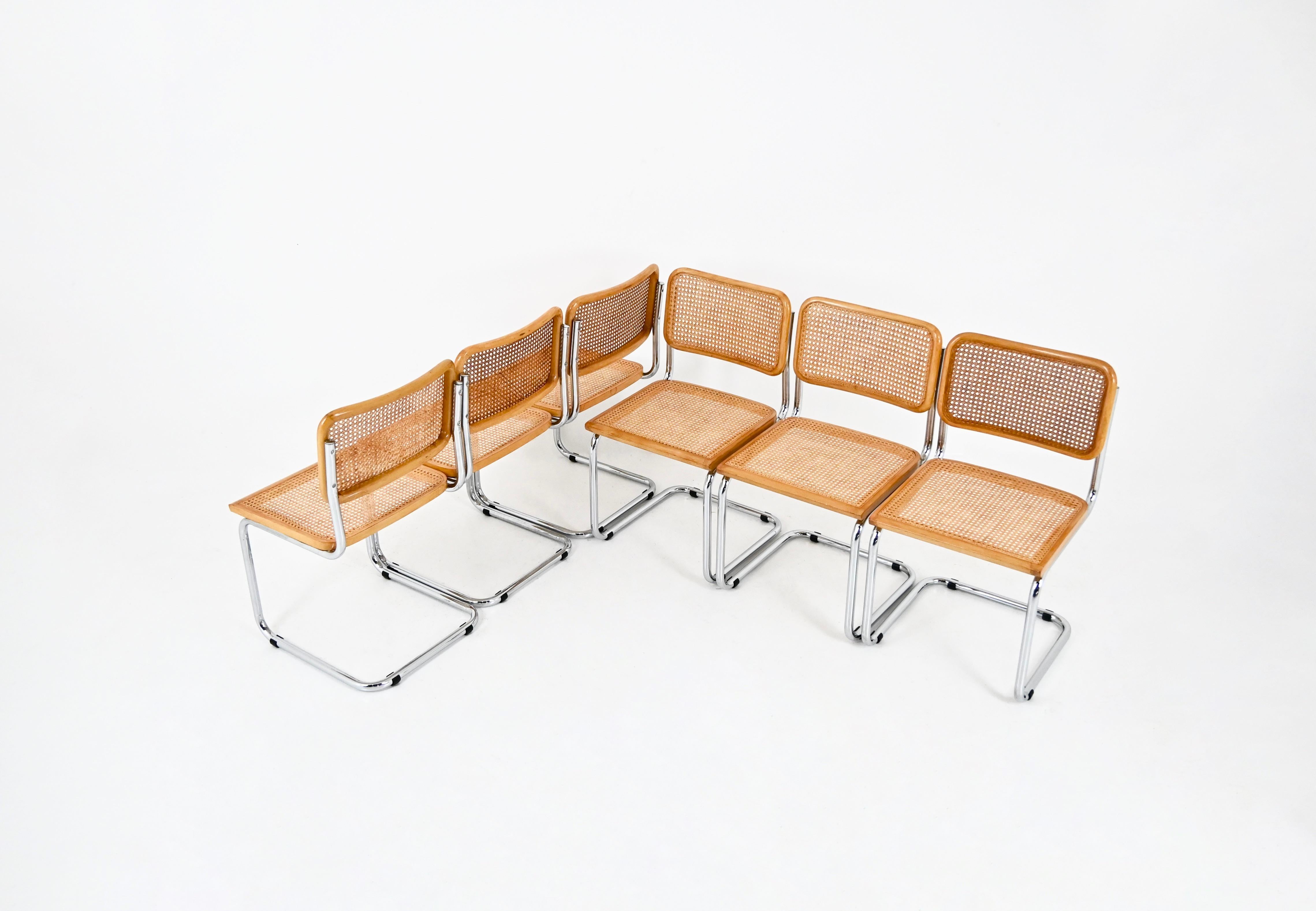 Mid-Century Modern Chaises de salle à manger style B32 par Marcel Breuer, lot de 6
