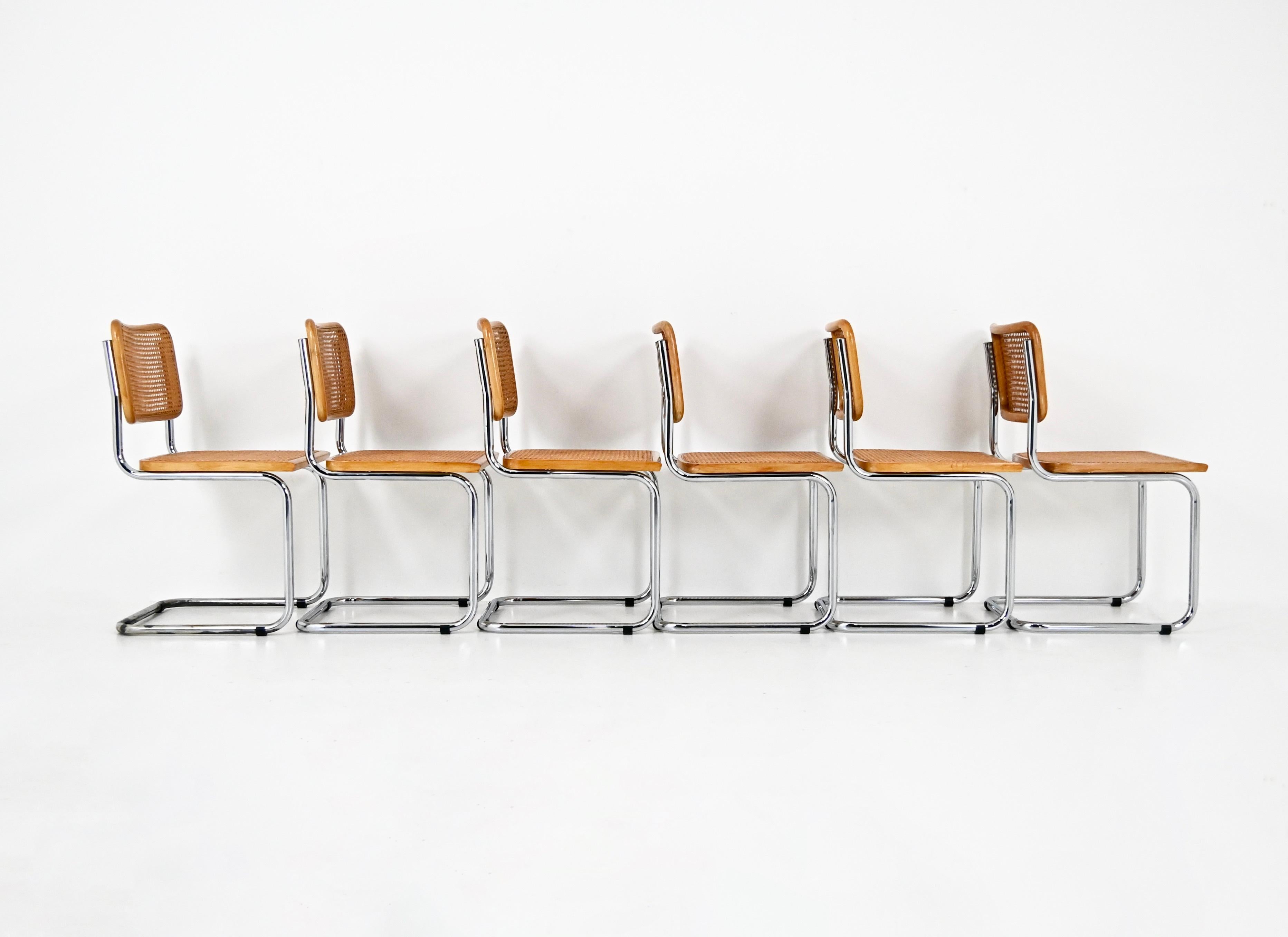 Sillas de comedor Estilo B32 de Marcel Breuer, Lote de 6 Moderno de mediados de siglo en venta