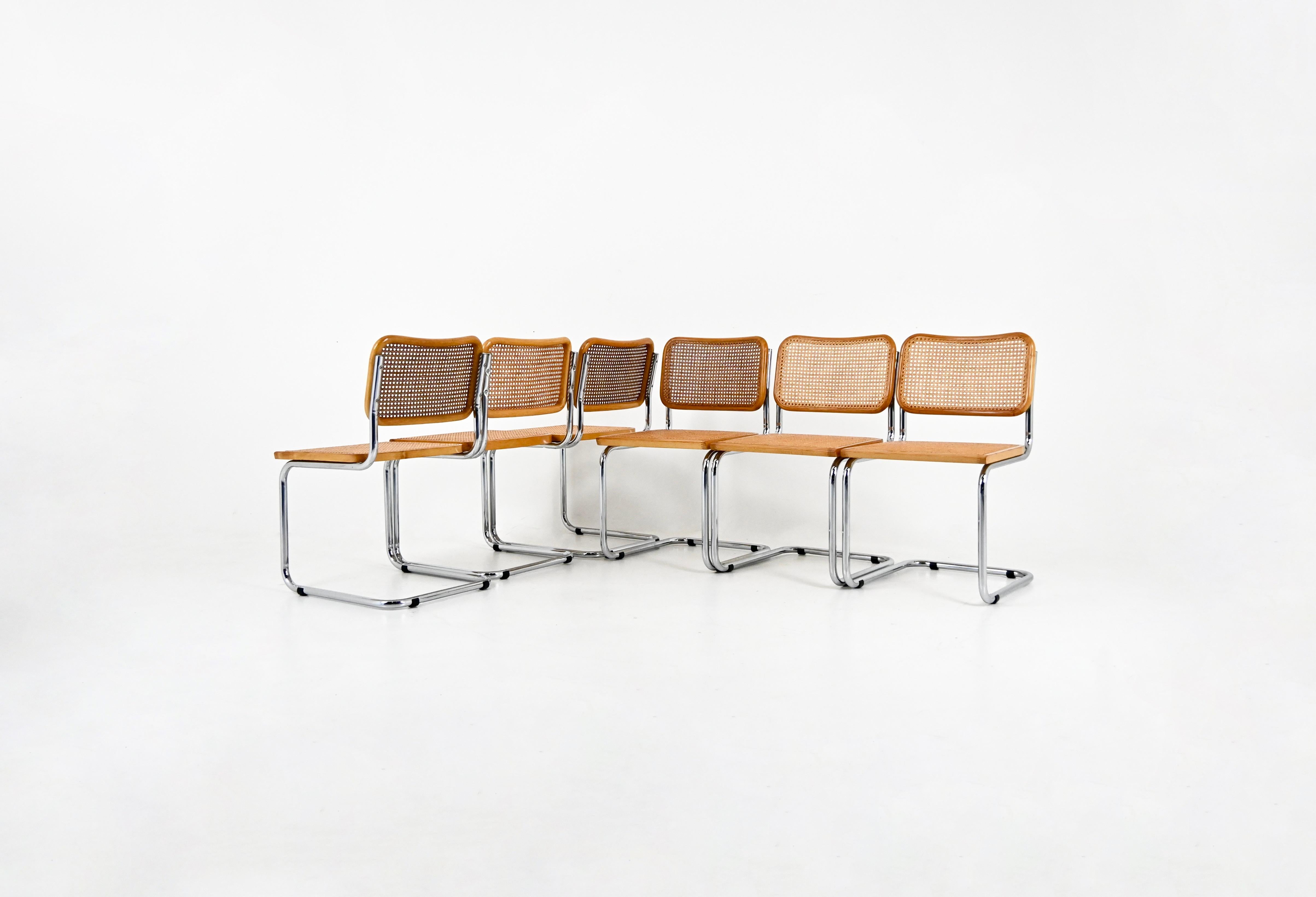 Mid-Century Modern Chaises de salle à manger style B32 par Marcel Breuer, lot de 6 en vente