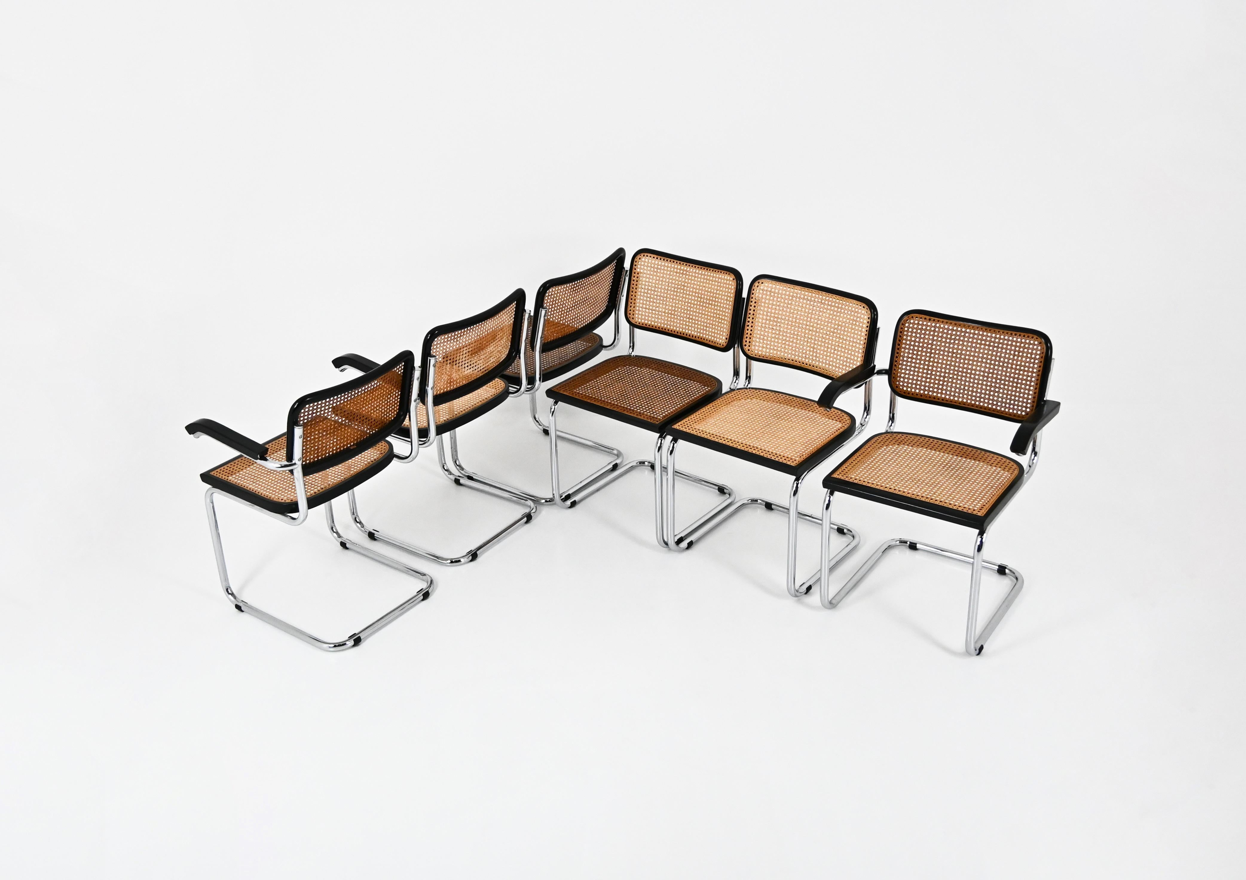 Mid-Century moderno Sedie da pranzo stile B32 di Marcel Breuer, set di 6 pezzi in vendita