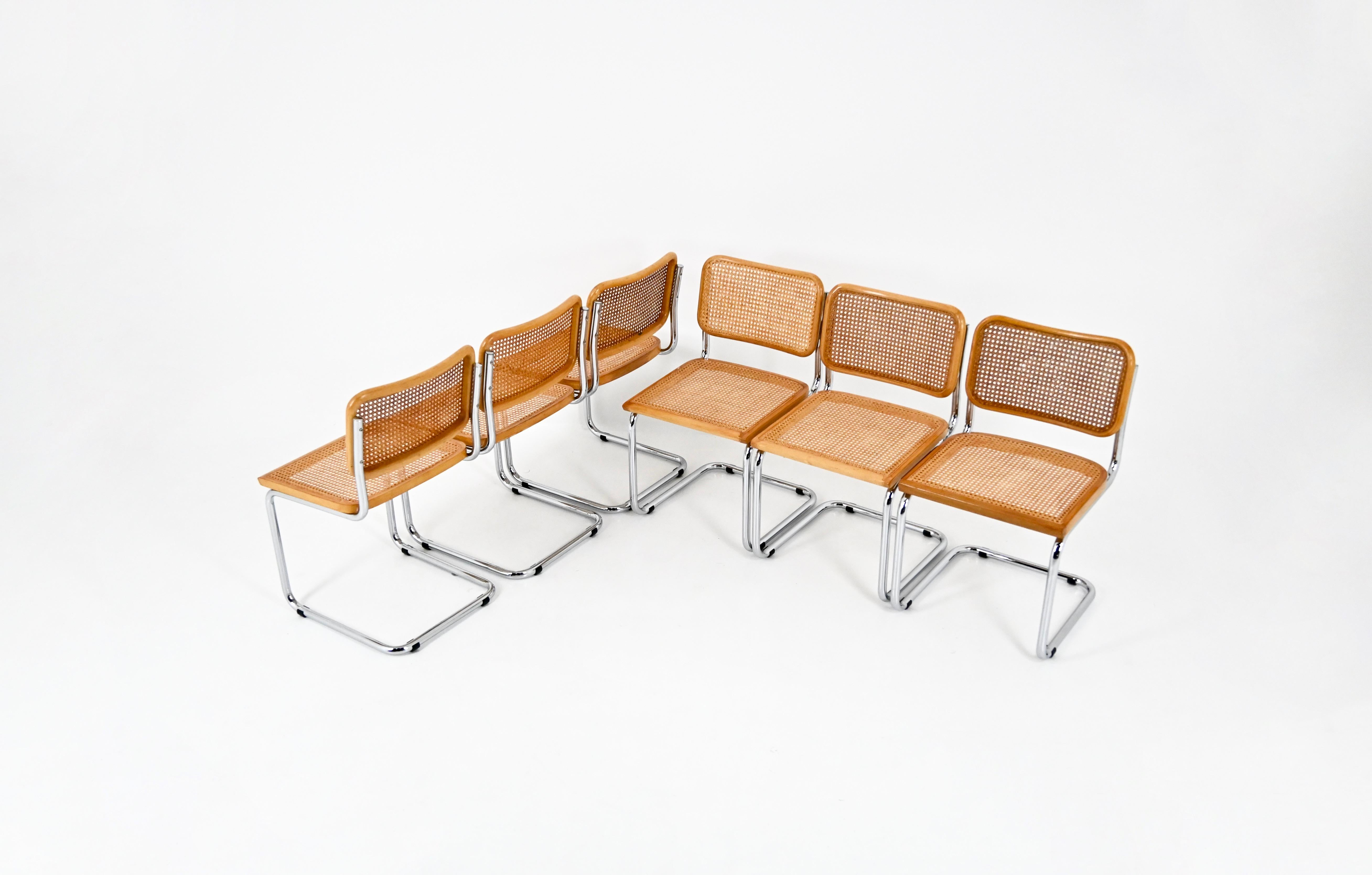 Mid-Century moderno Sedie da pranzo stile B32 di Marcel Breuer, set di 6 pezzi in vendita