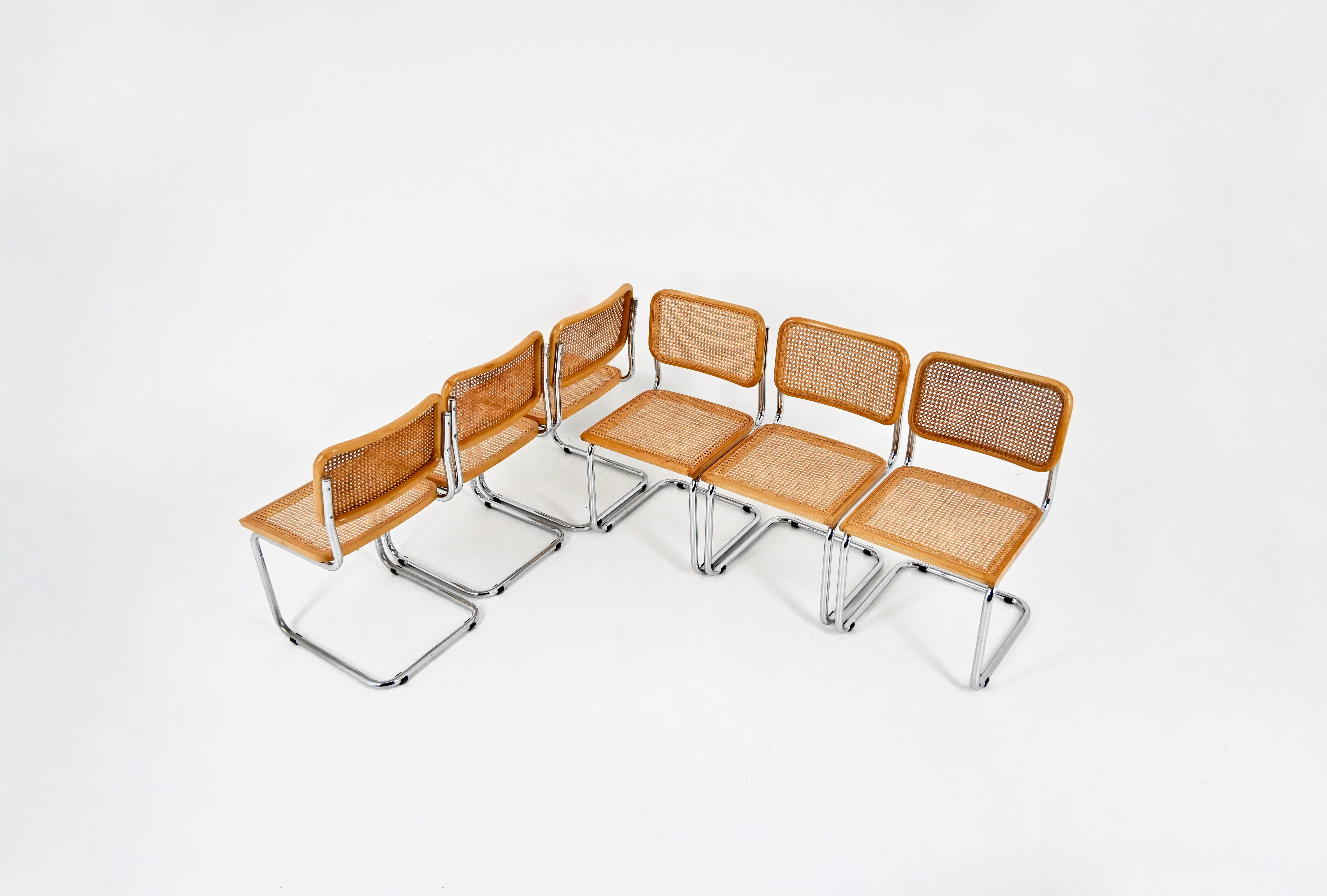 Mid-Century moderno Sedie da pranzo stile B32 di Marcel Breuer, set di 6 pezzi in vendita
