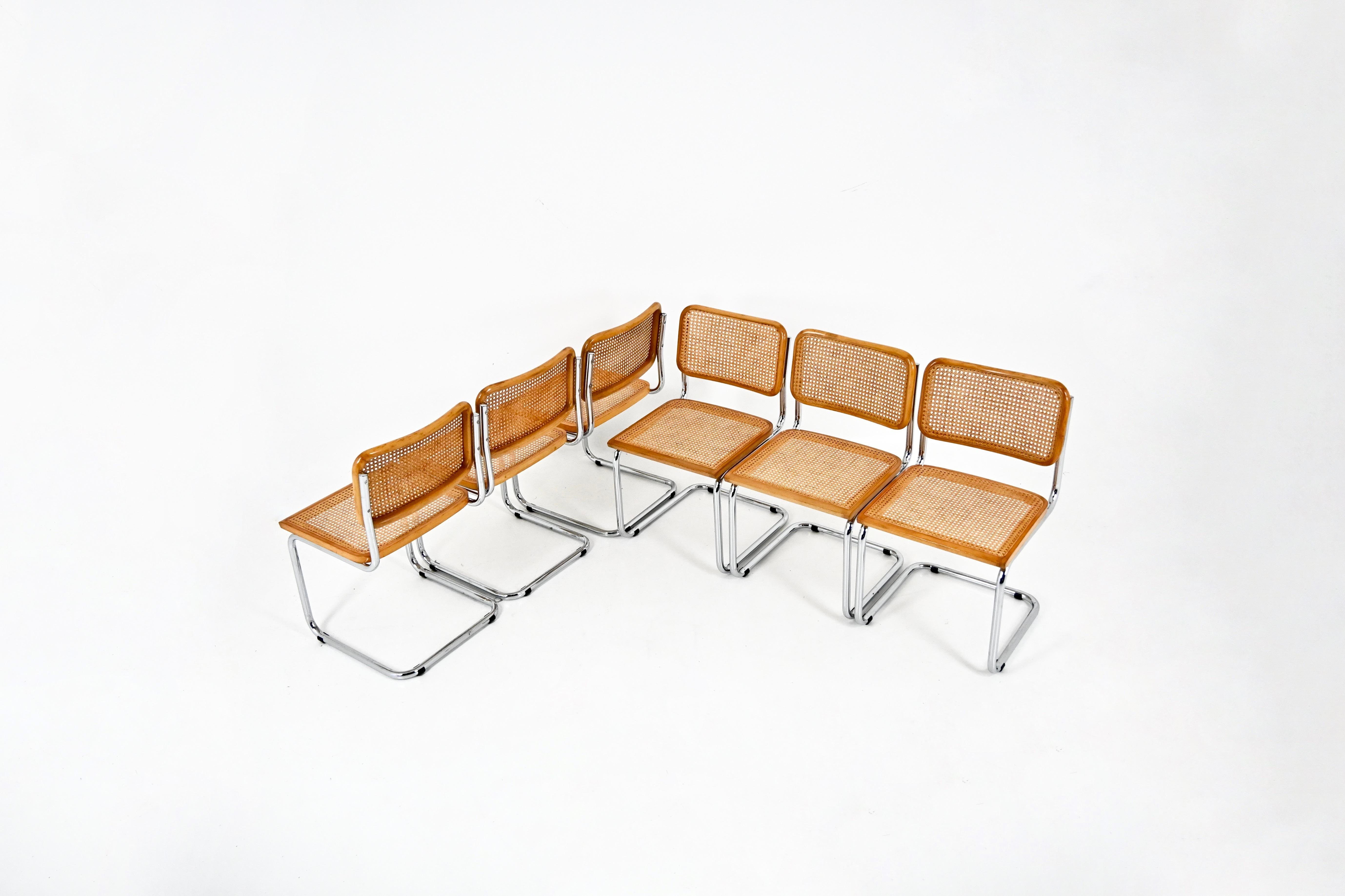 Mid-Century moderno Sedie da pranzo stile B32 di Marcel Breuer, set di 6 pezzi in vendita