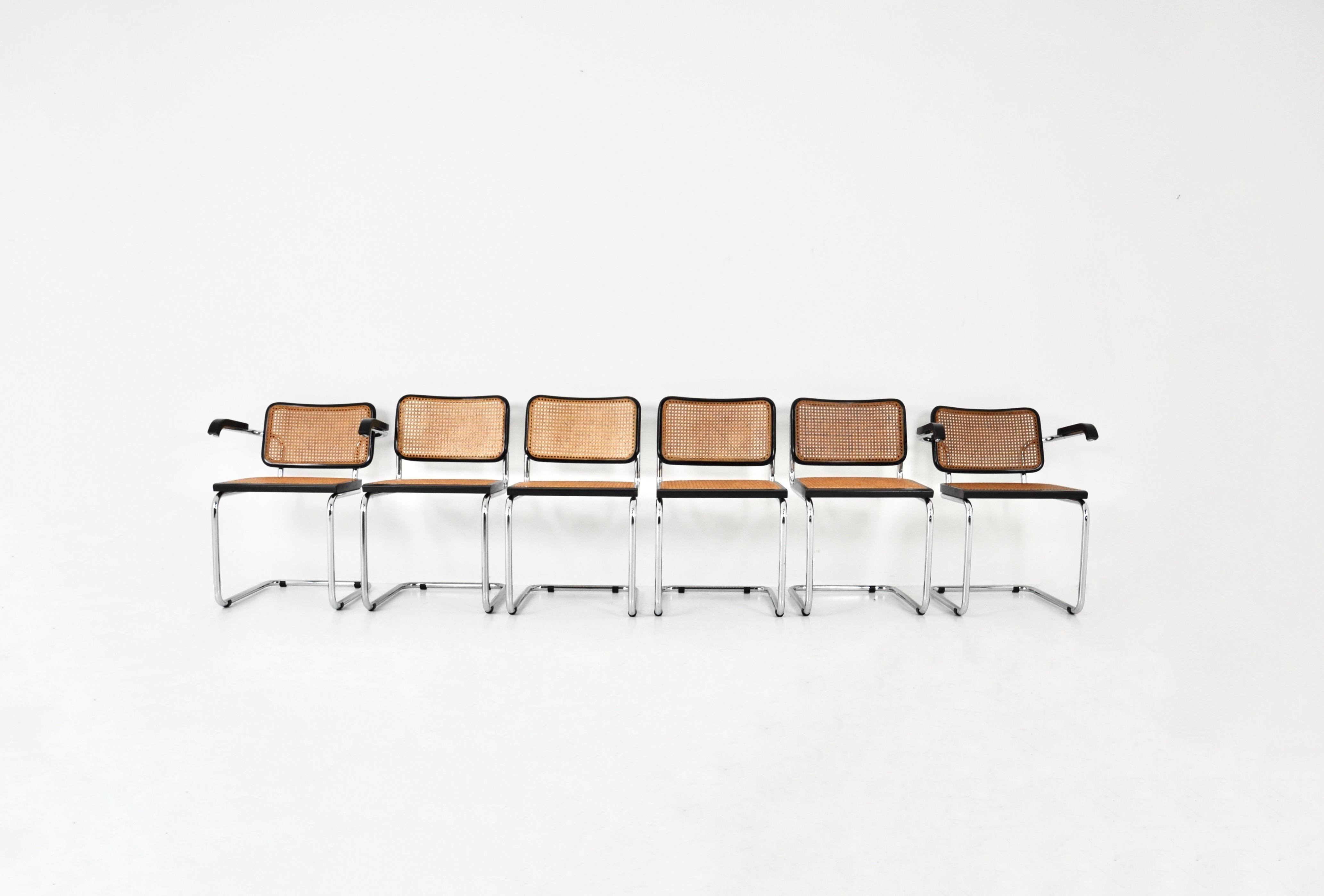 italien Chaises de salle à manger style B32 par Marcel Breuer, lot de 6 en vente