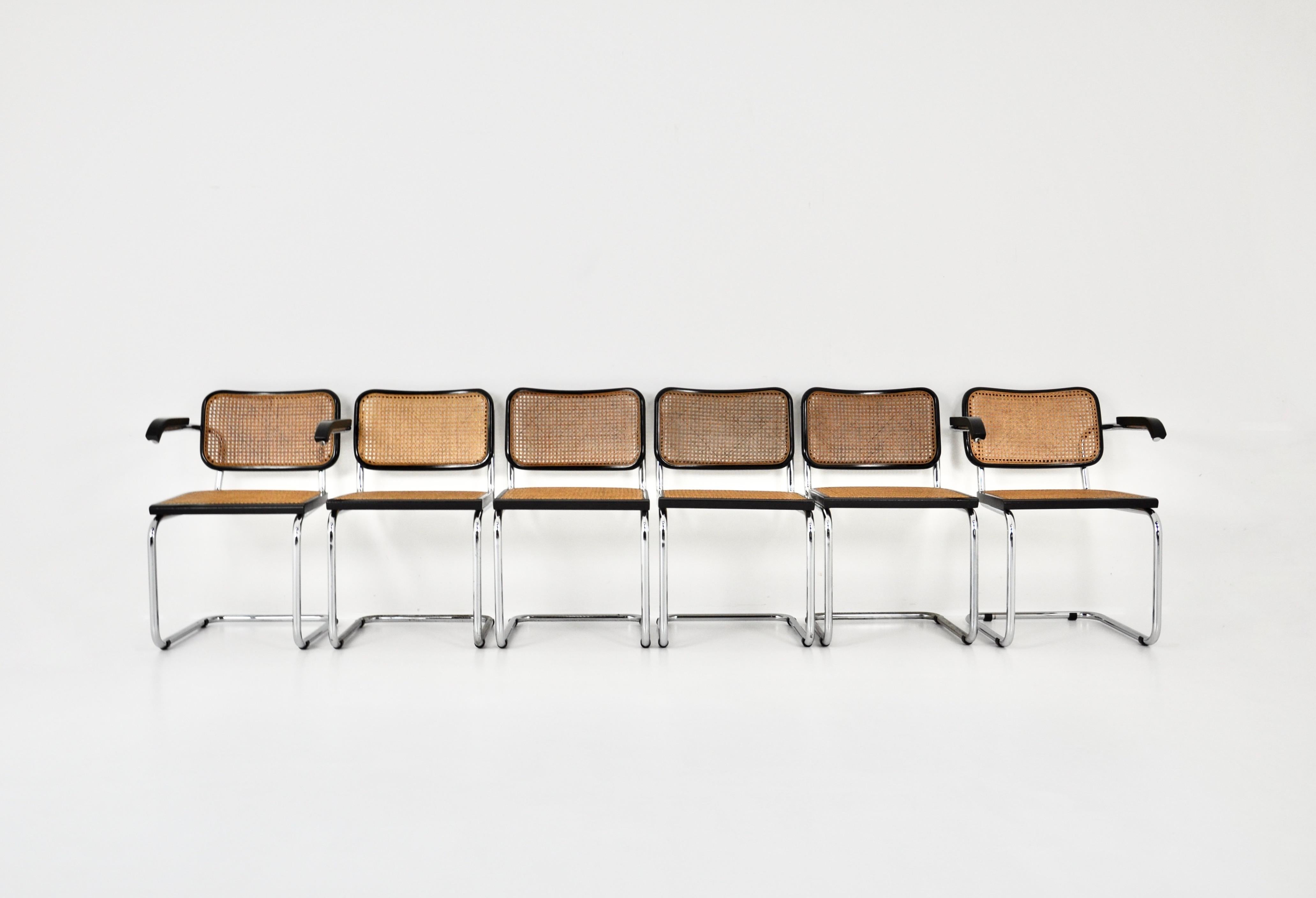 italien Chaises de salle à manger style B32 par Marcel Breuer, lot de 6 en vente