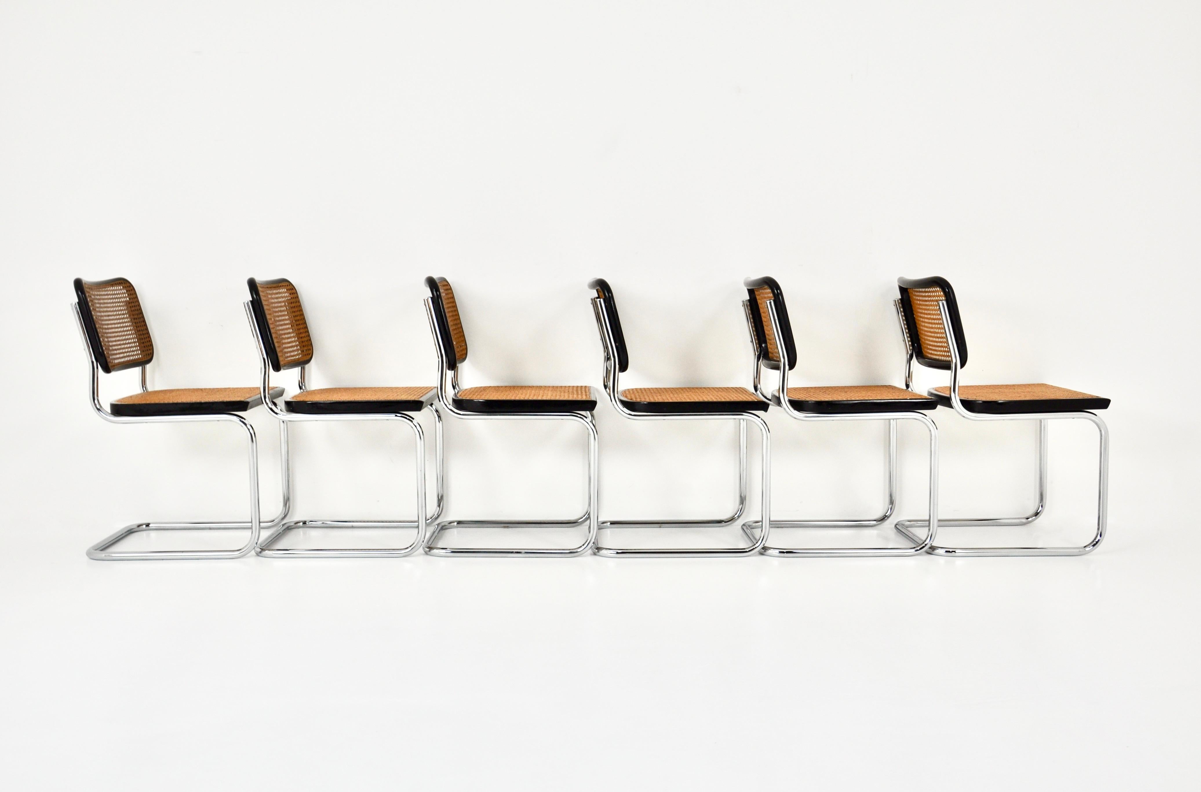 Italian Dining Chairs Style B32 by Marcel Breuer Set of 6 For Sale