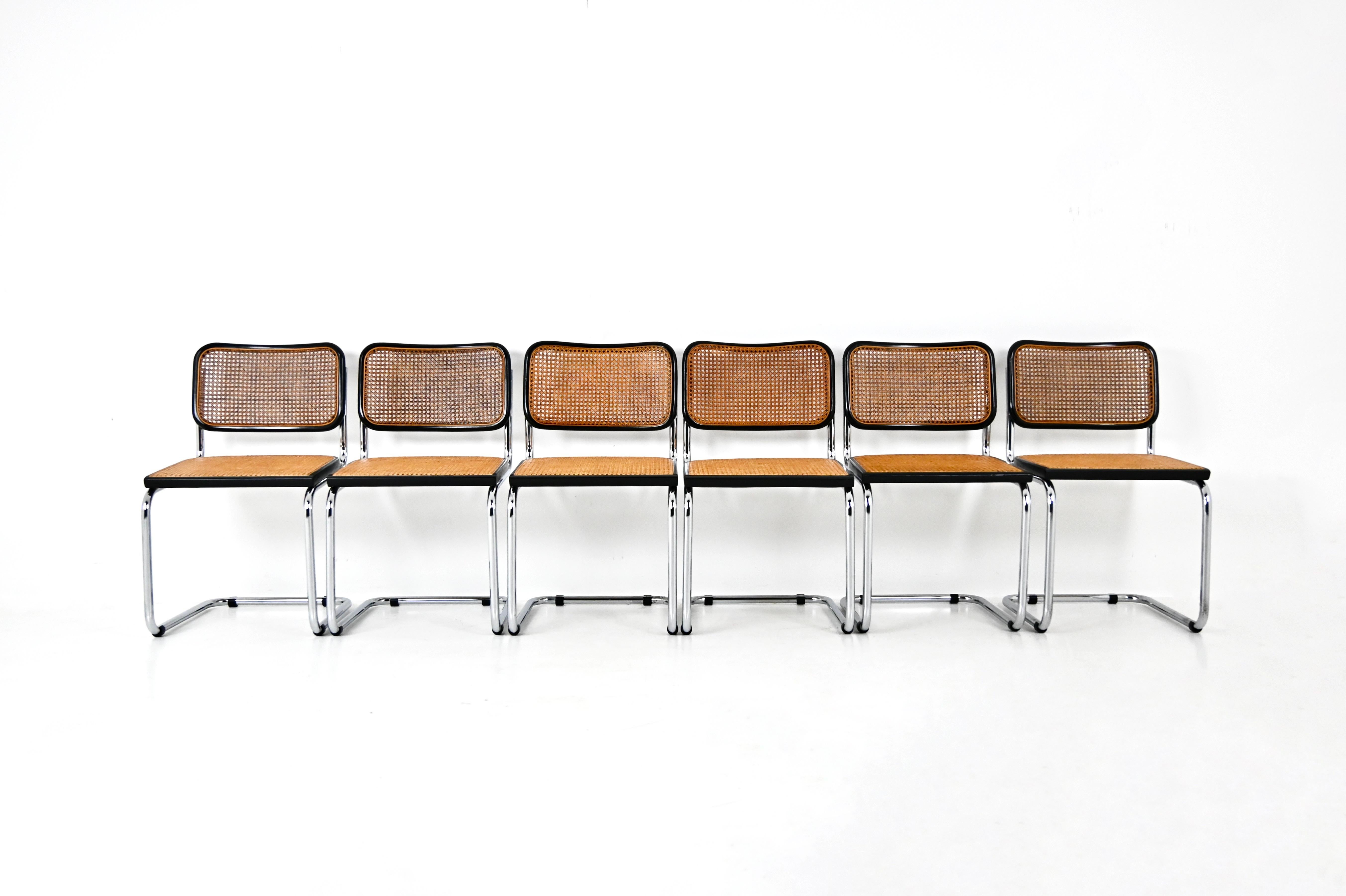 Italiano Sedie da pranzo stile B32 di Marcel Breuer, set di 6 pezzi