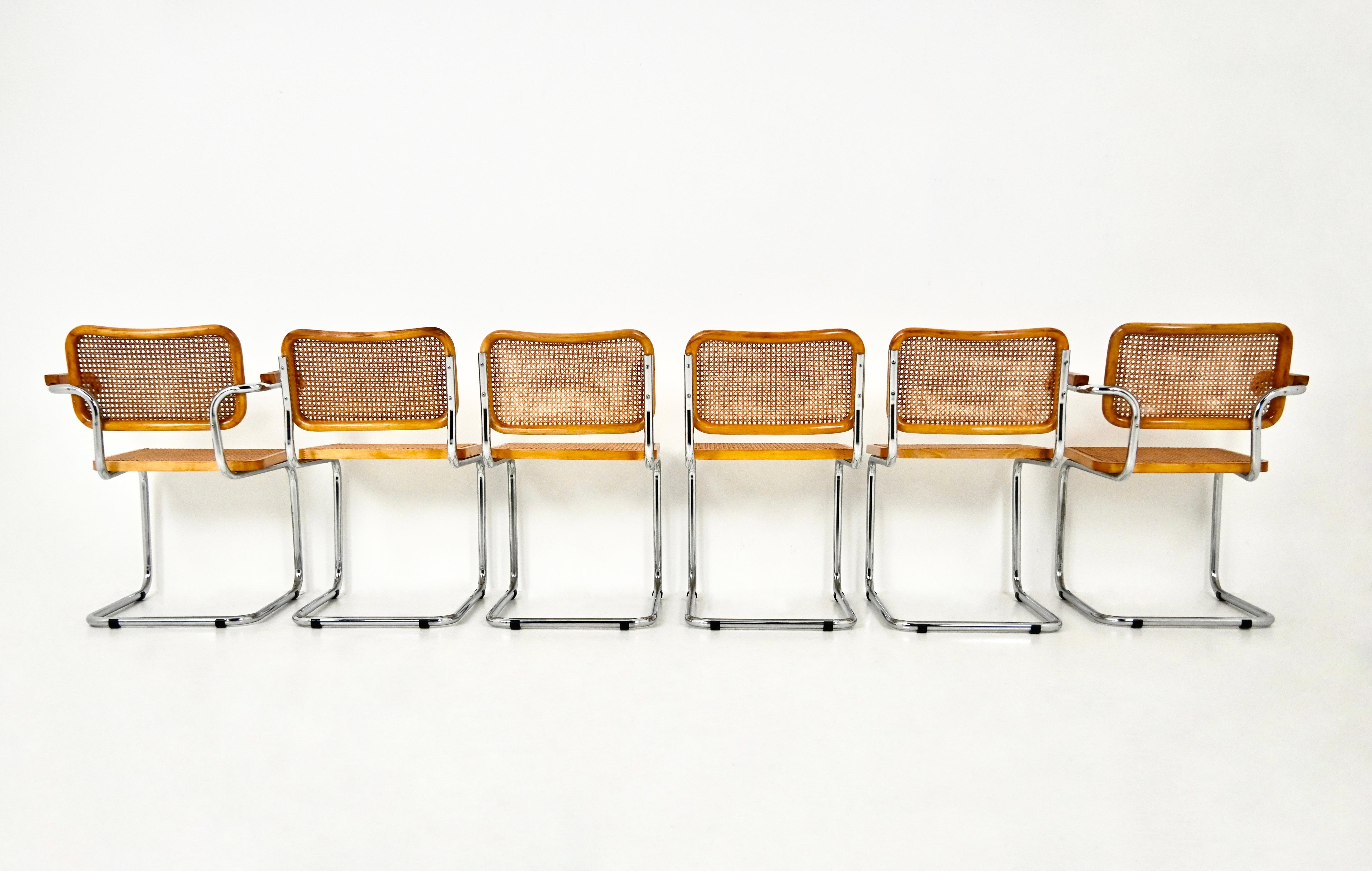 Italian Dining Chairs Style B32 by Marcel Breuer, Set of 6