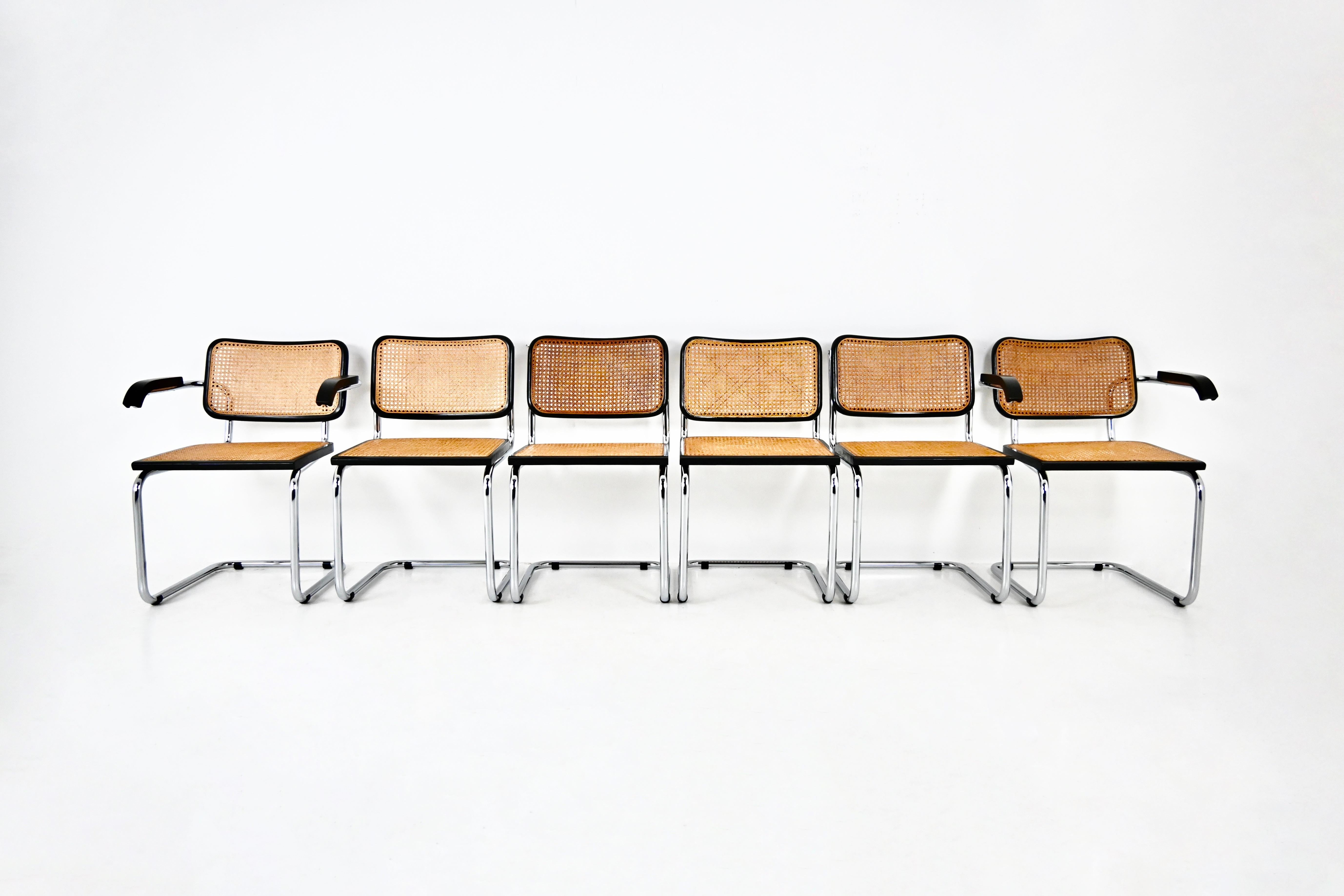 Italian Dining Chairs Style B32 by Marcel Breuer, Set of 6