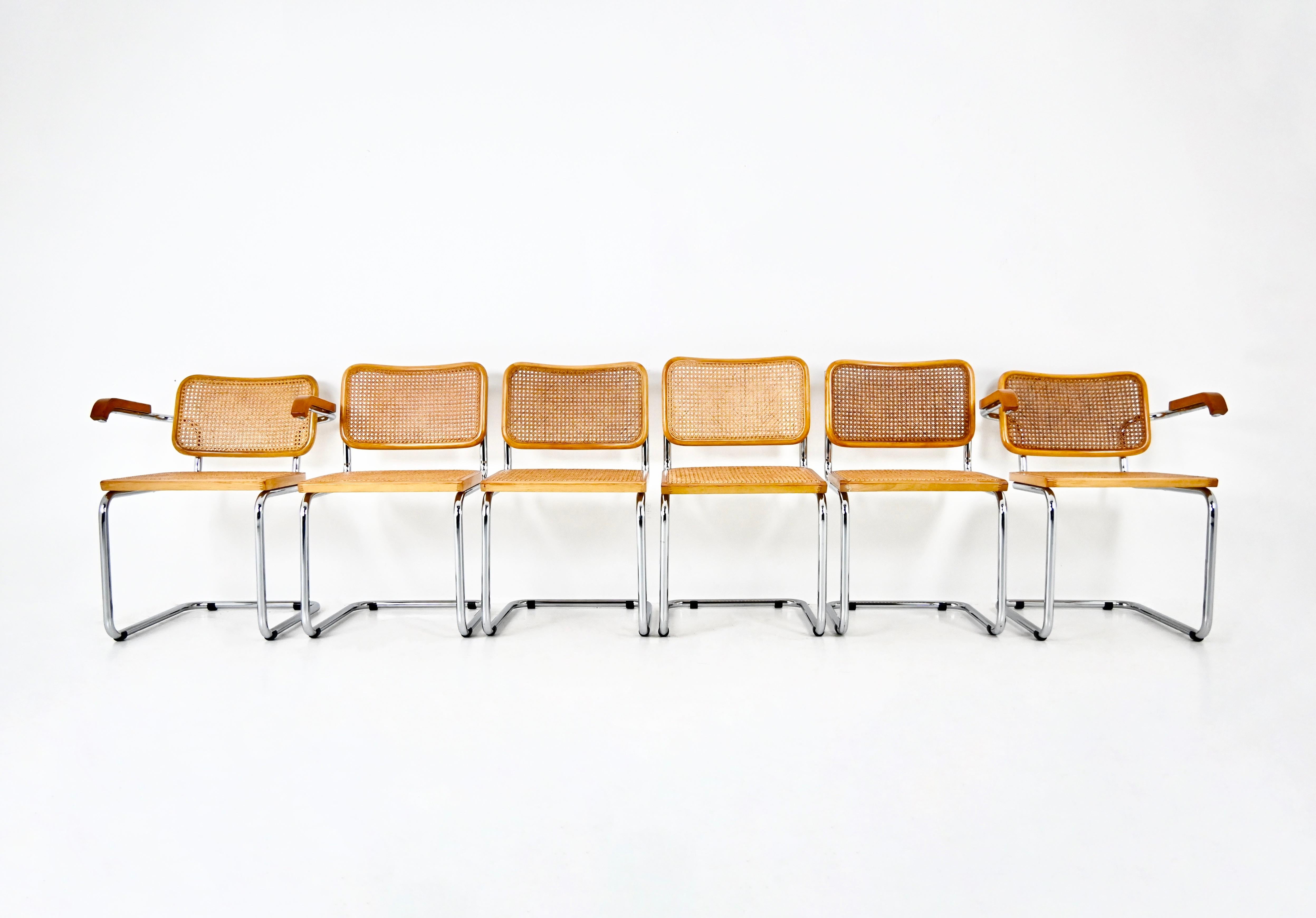 Italian Dining Chairs Style B32 by Marcel Breuer, Set of 6