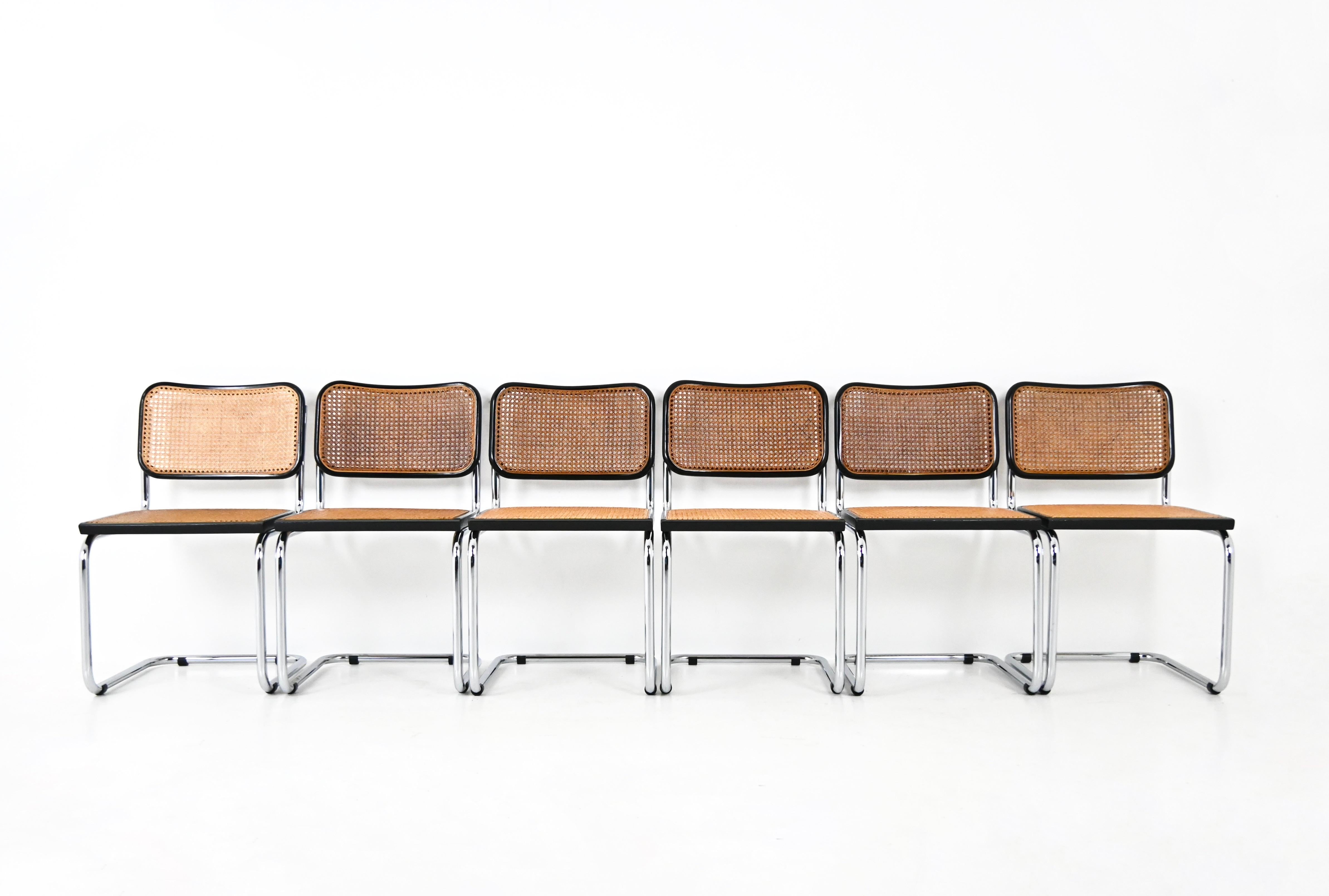 Italian Dining Chairs Style B32 by Marcel Breuer, set of 6