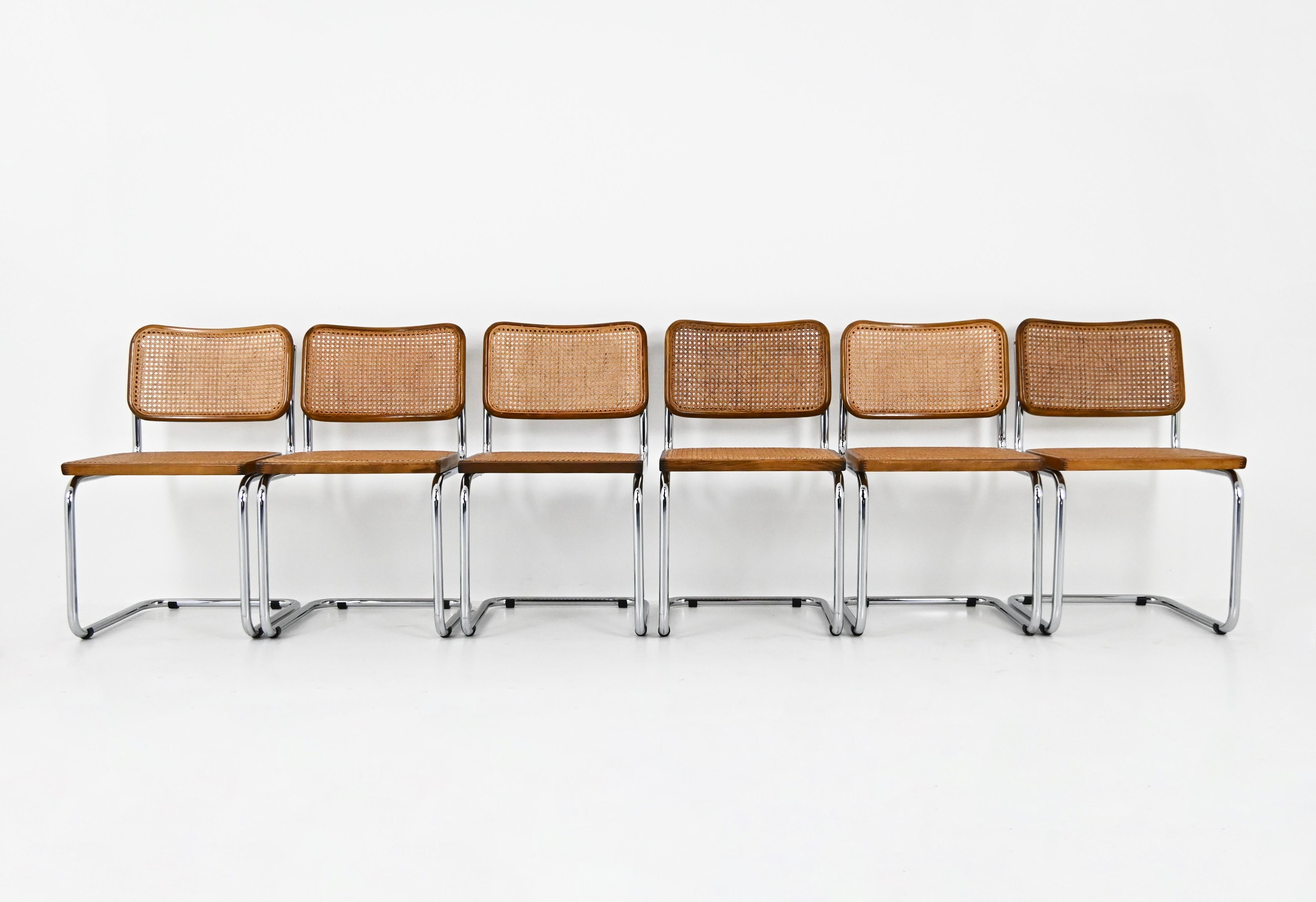 Italian Dining Chairs Style B32 by Marcel Breuer, Set of 6 For Sale