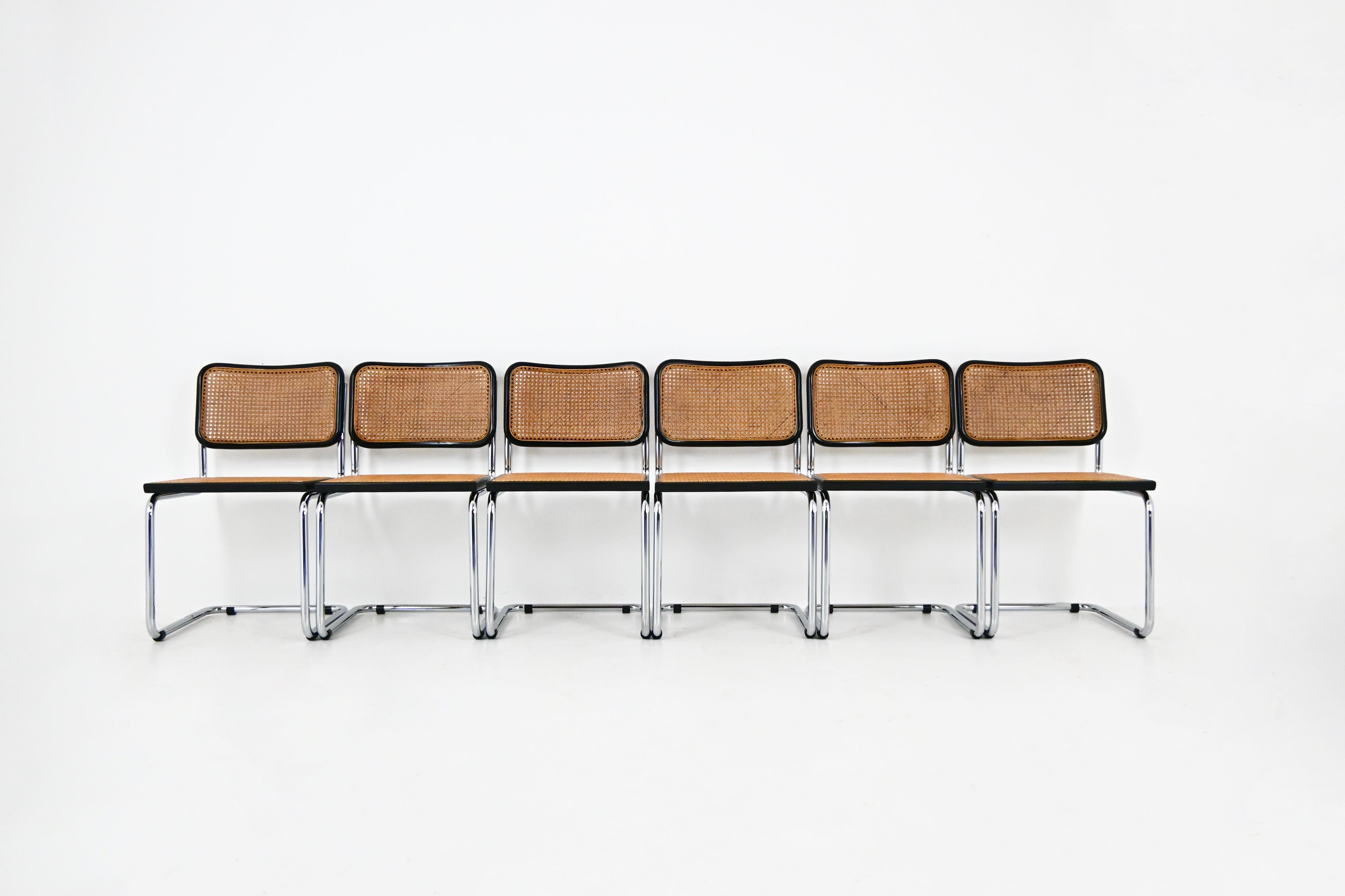 Italian Dining Chairs Style B32 by Marcel Breuer, set of 6 For Sale