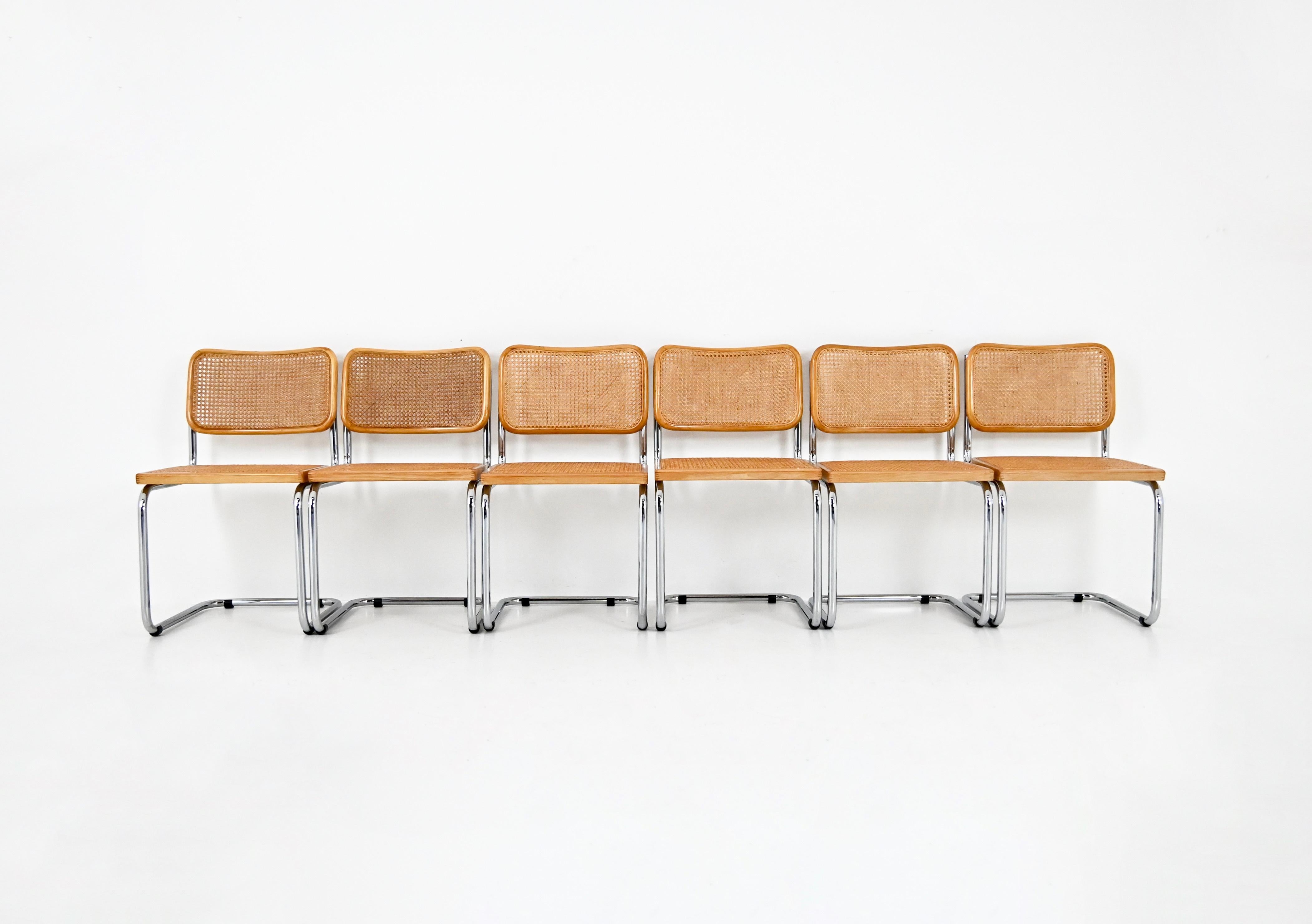 Italian Dining Chairs Style B32 by Marcel Breuer, Set of 6 For Sale