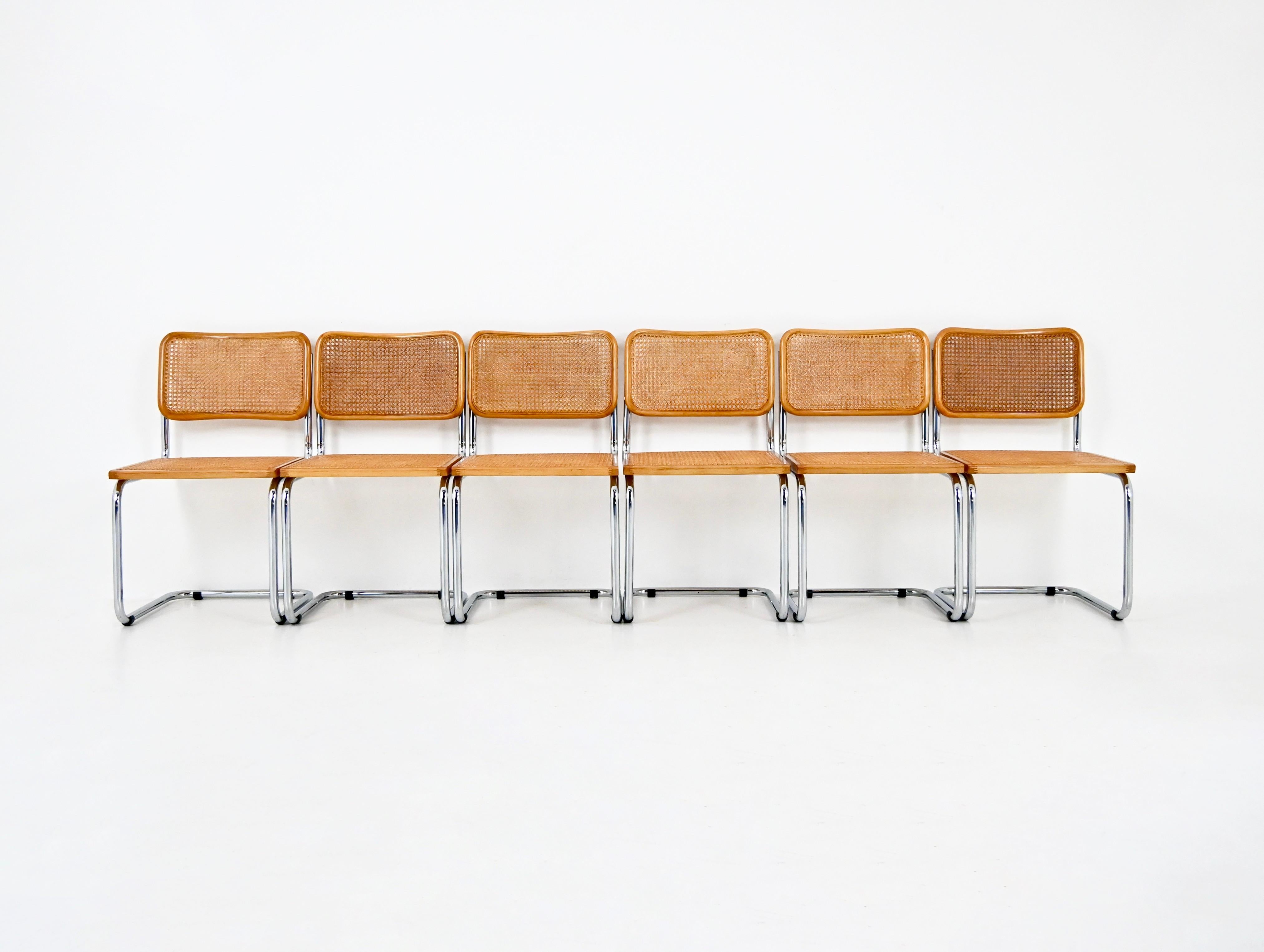 italien Chaises de salle à manger style B32 par Marcel Breuer, lot de 6