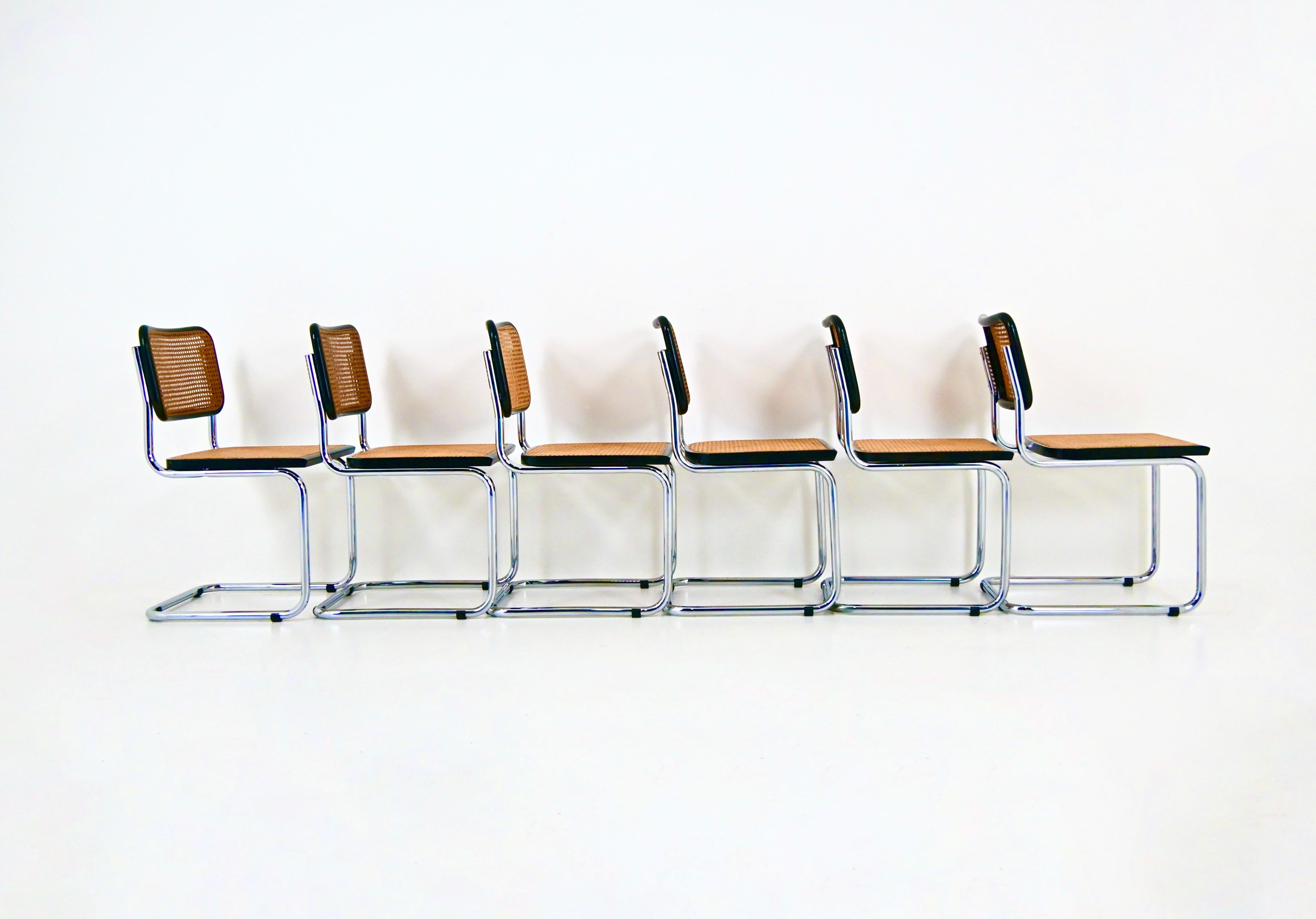 Italian Dining Chairs Style B32 by Marcel Breuer, Set of 6 For Sale