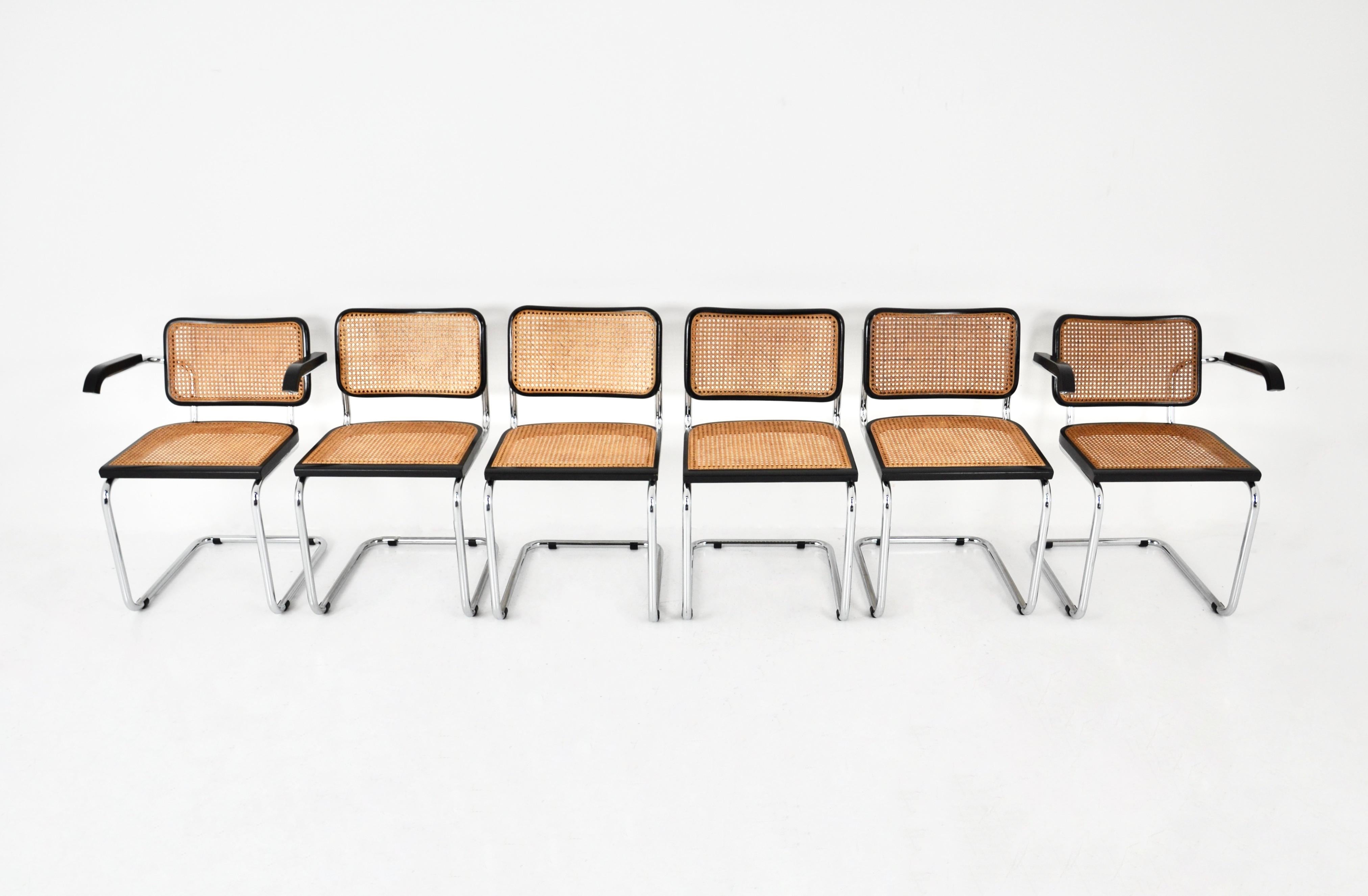 Dining Chairs Style B32 by Marcel Breuer, Set of 6 In Good Condition For Sale In Lasne, BE
