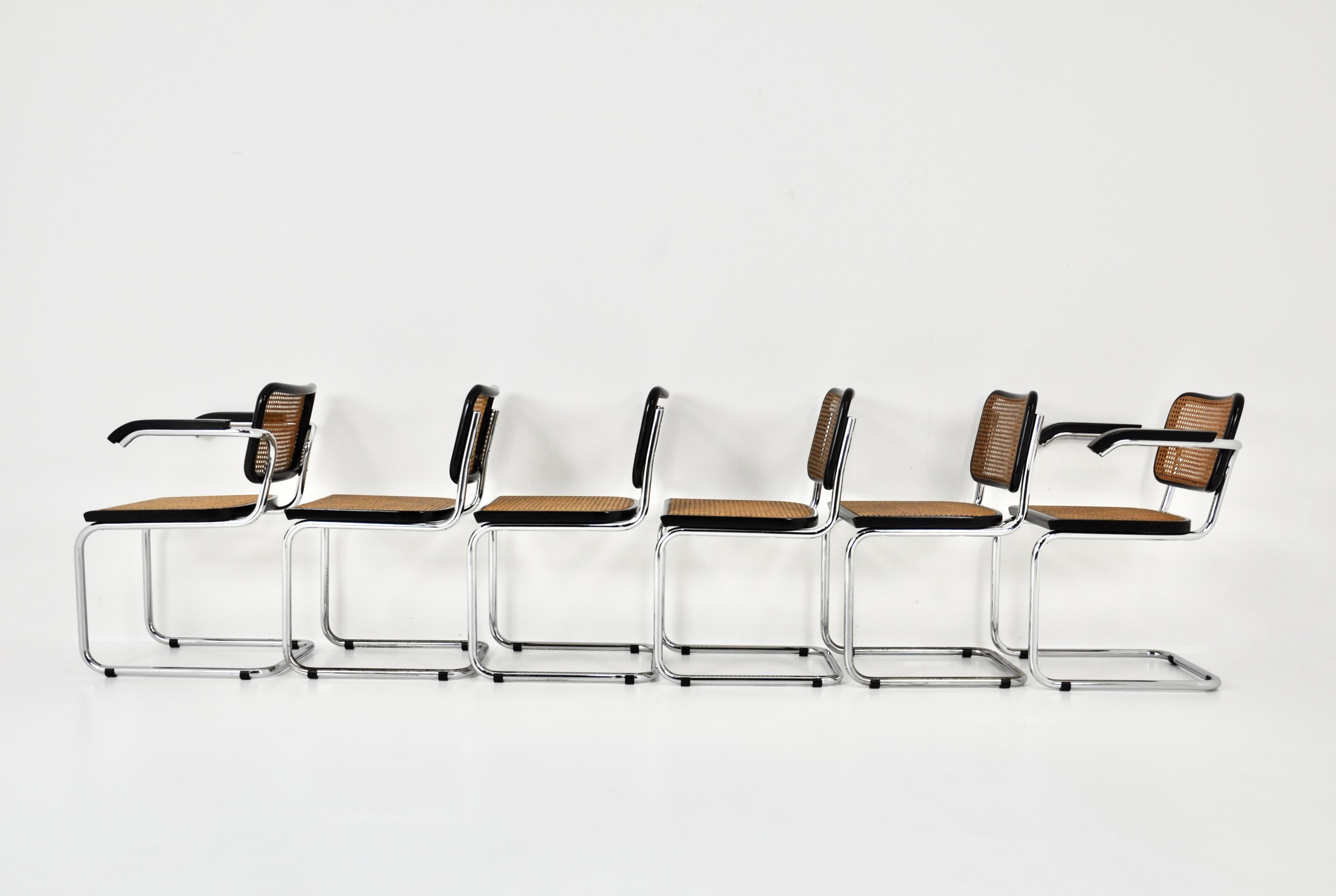 Dining Chairs Style B32 by Marcel Breuer, Set of 6 In Good Condition For Sale In Lasne, BE