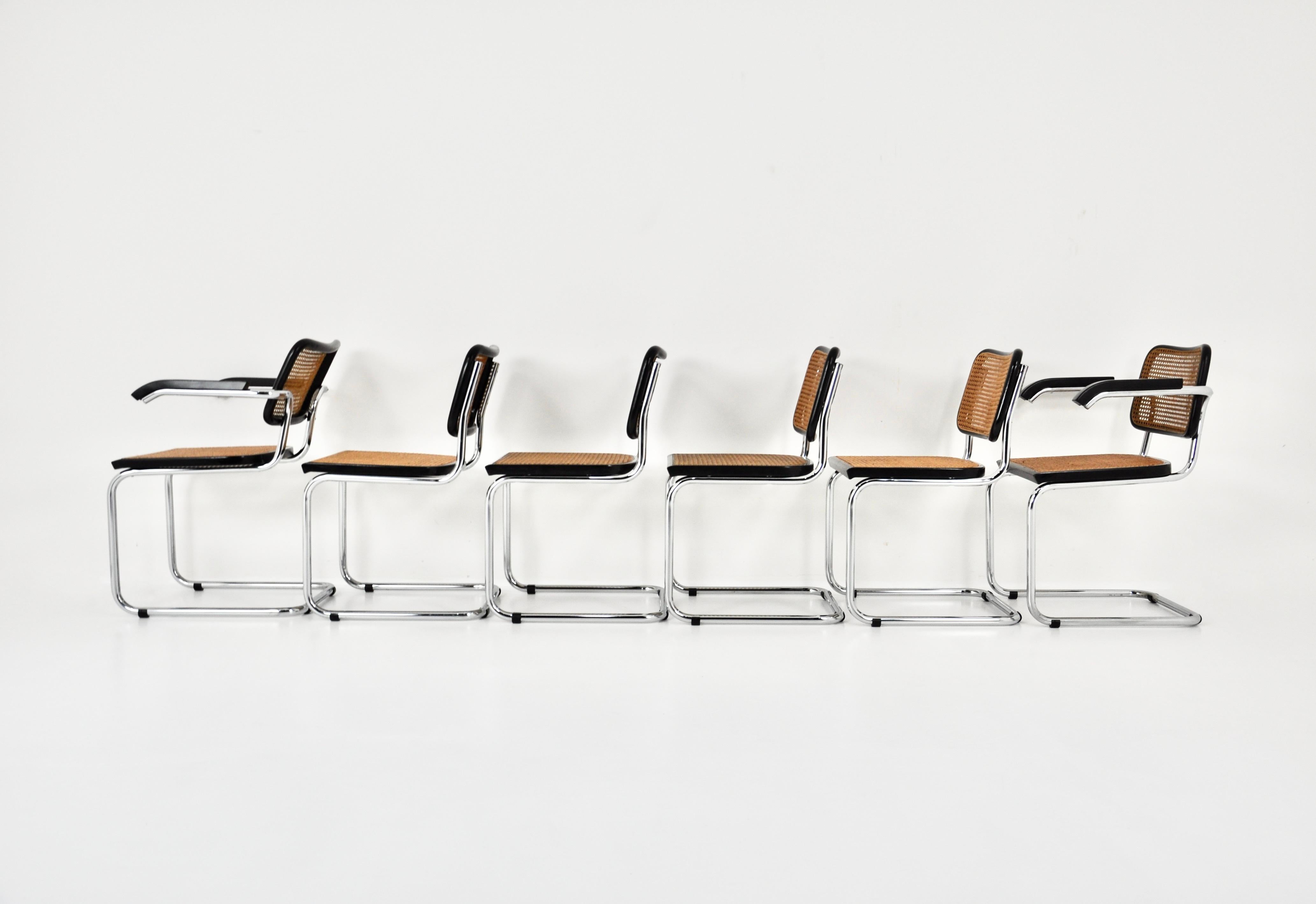 Dining Chairs Style B32 by Marcel Breuer, Set of 6 In Good Condition In Lasne, BE