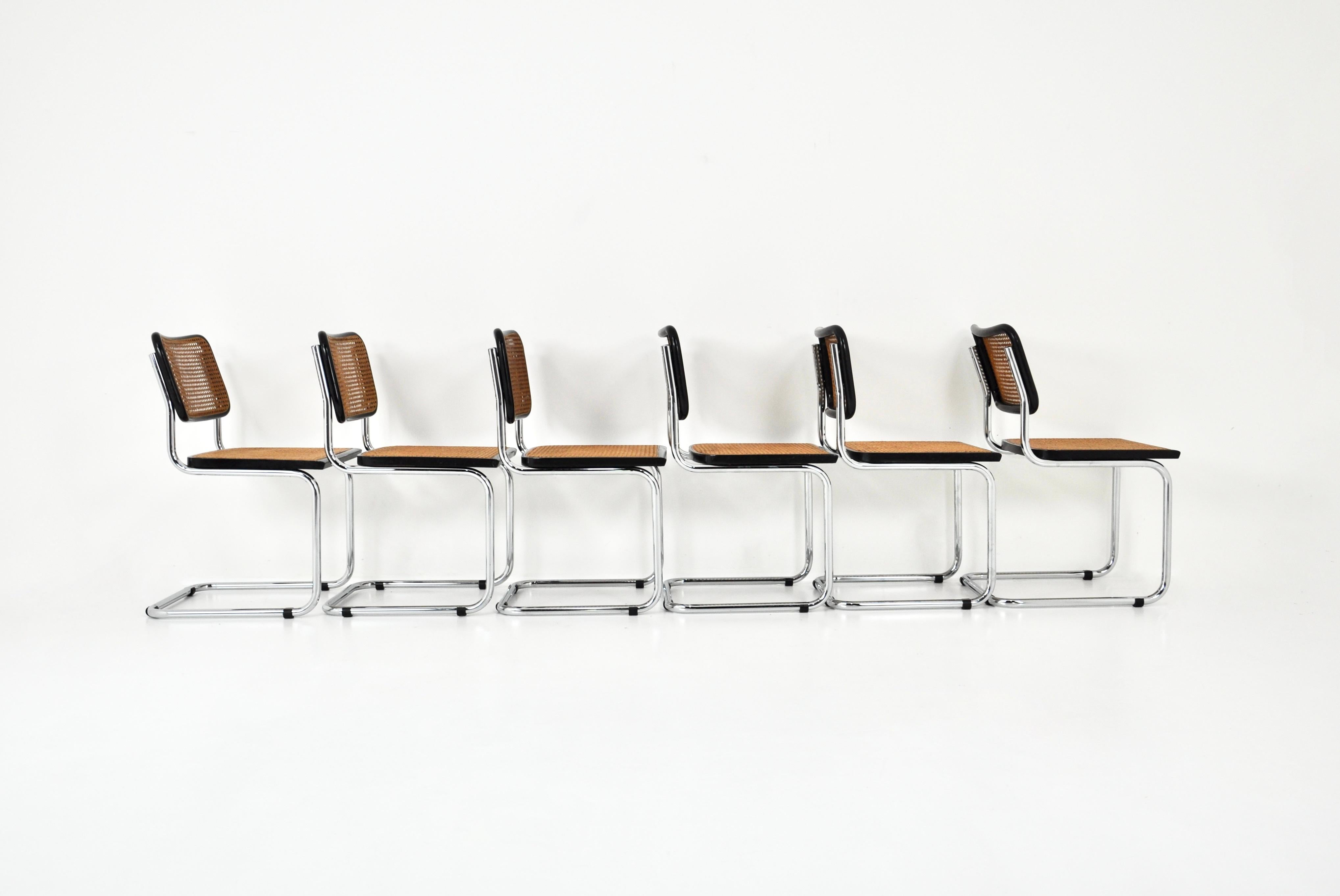 Dining Chairs Style B32 by Marcel Breuer, set of 6 In Good Condition For Sale In Lasne, BE