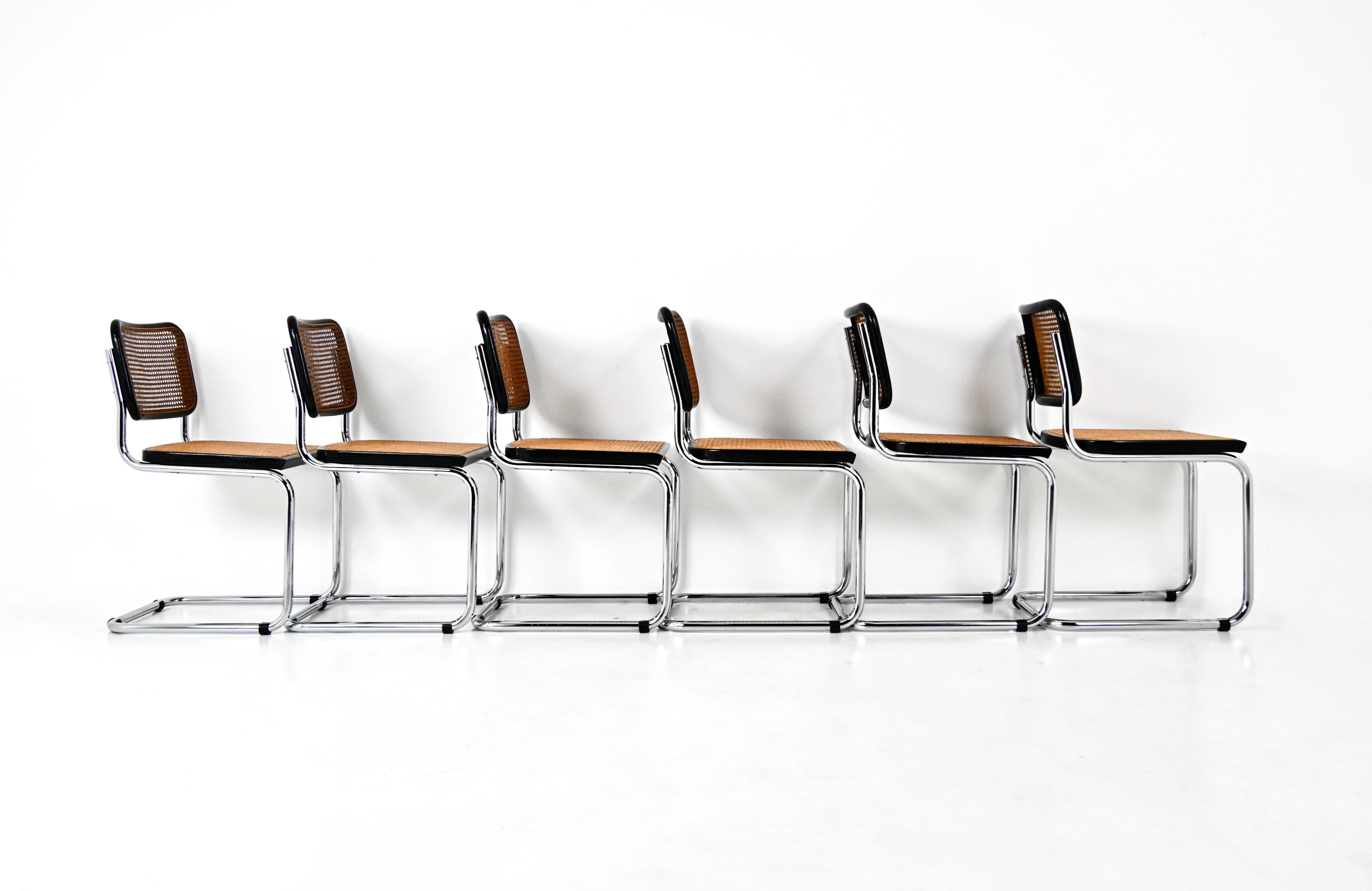 Sedie da pranzo stile B32 di Marcel Breuer, set di 6 pezzi In condizioni buone a bruxelles, BE