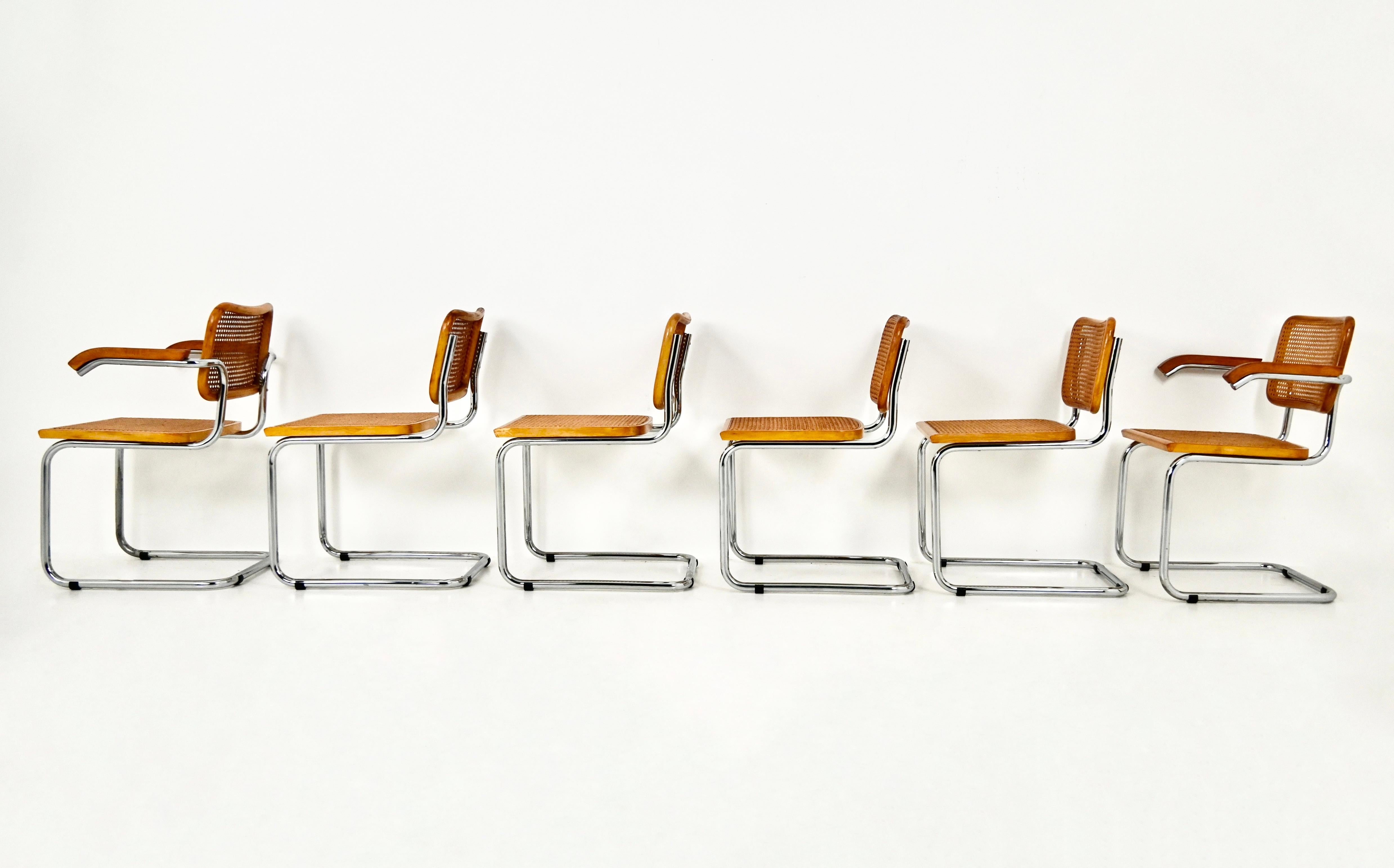 Dining Chairs Style B32 by Marcel Breuer, Set of 6 In Good Condition In bruxelles, BE
