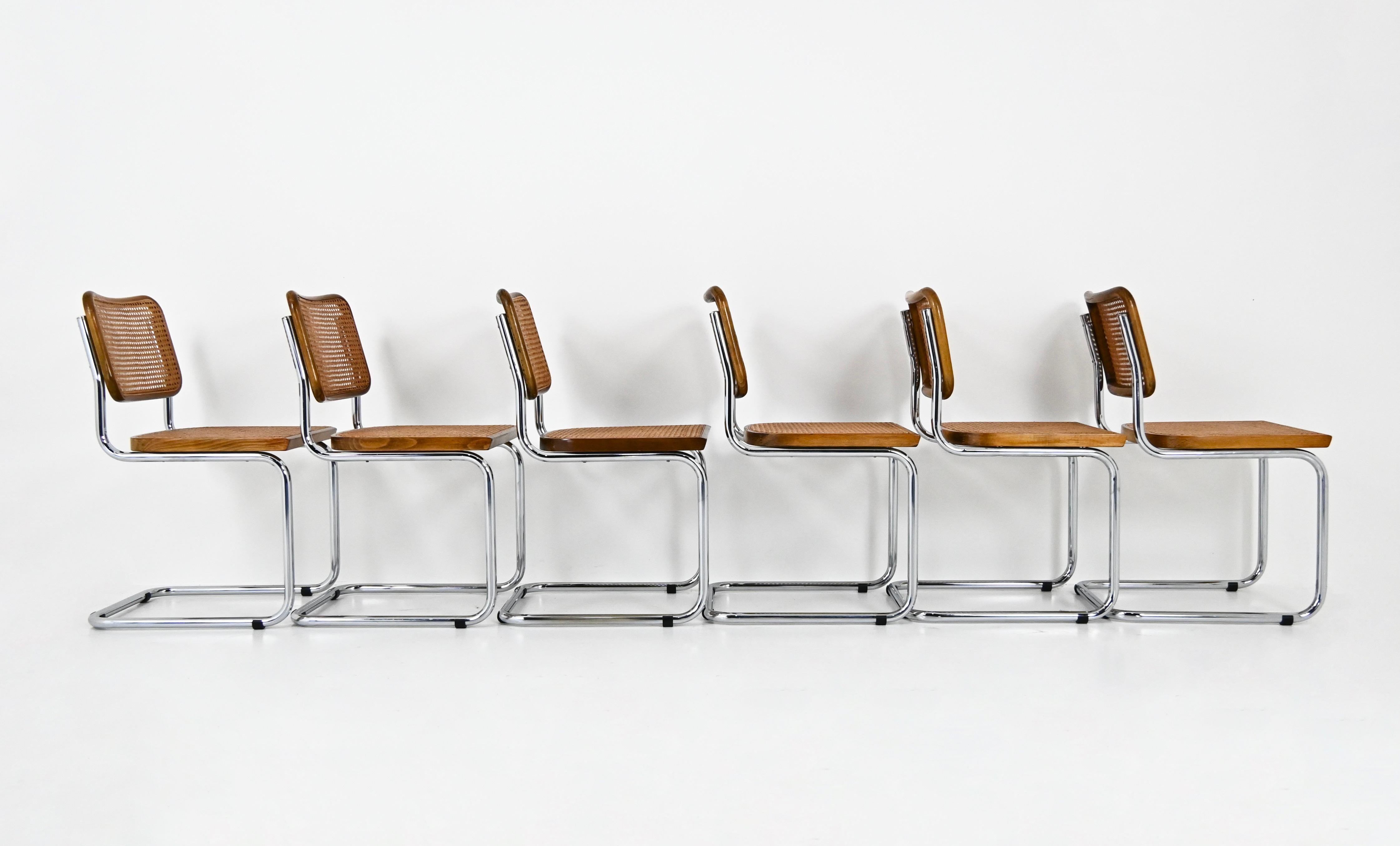 Dining Chairs Style B32 by Marcel Breuer, Set of 6 In Good Condition For Sale In bruxelles, BE