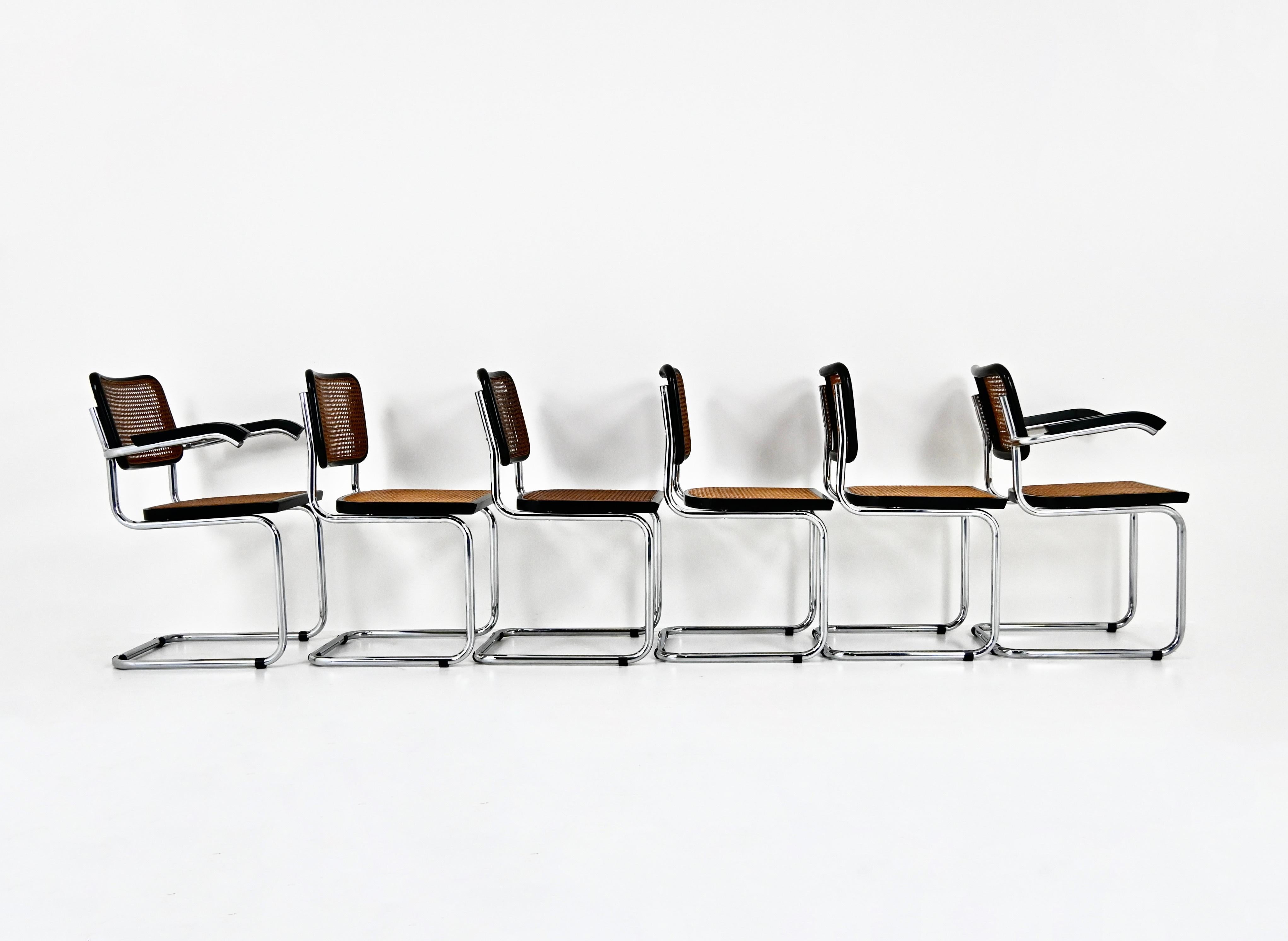 Sedie da pranzo stile B32 di Marcel Breuer, set di 6 pezzi In condizioni buone in vendita a bruxelles, BE