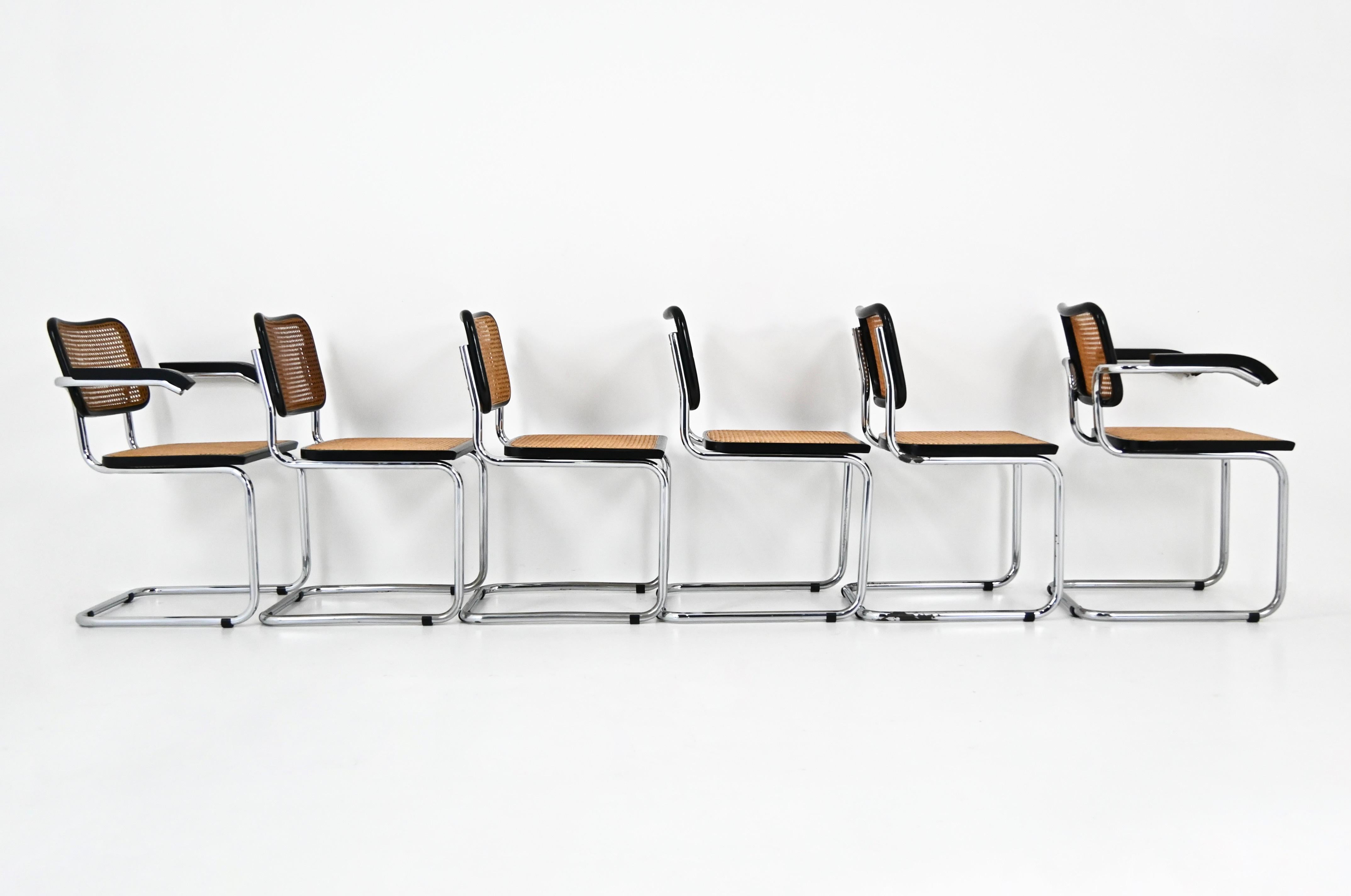 Dining Chairs Style B32 by Marcel Breuer Set of 6 In Good Condition For Sale In bruxelles, BE