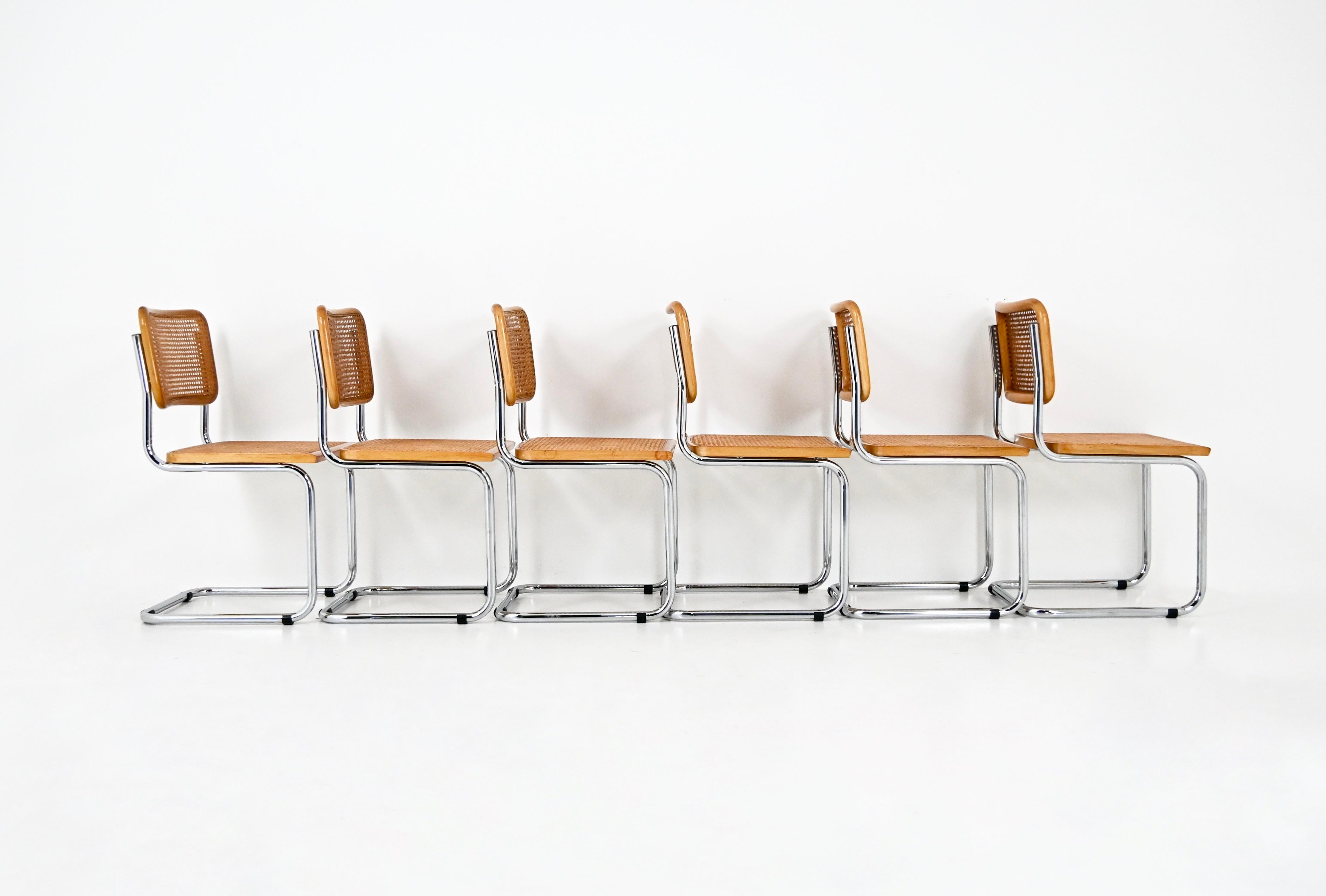 Chaises de salle à manger style B32 par Marcel Breuer, lot de 6 Bon état à bruxelles, BE
