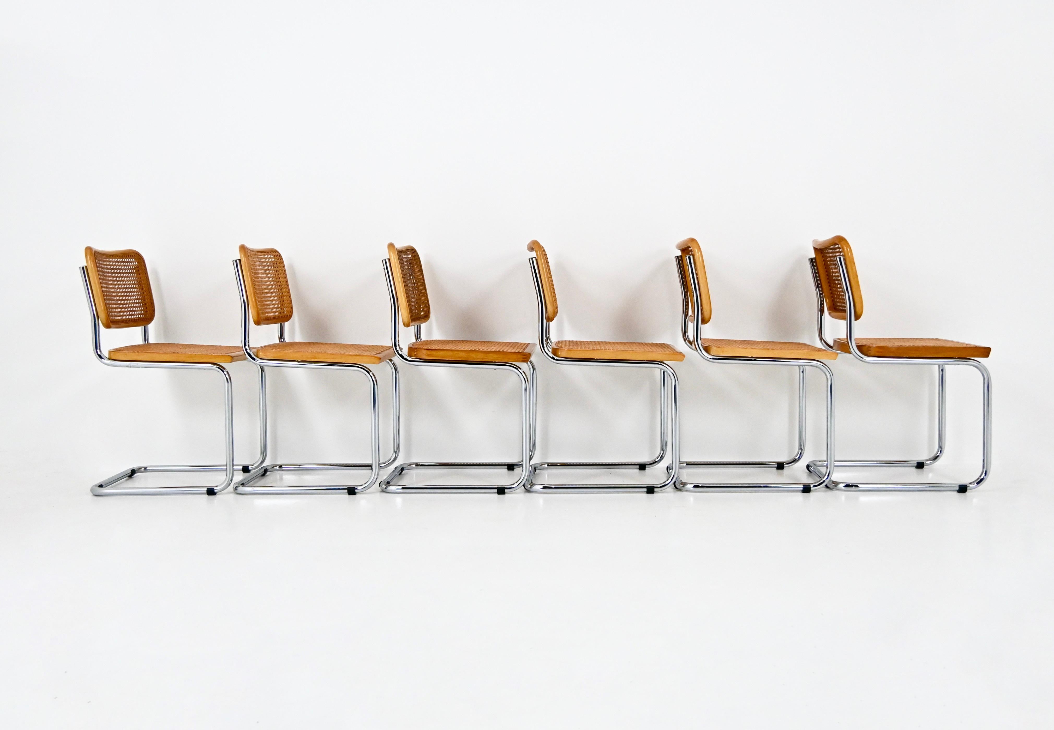 Sedie da pranzo stile B32 di Marcel Breuer, set di 6 pezzi In condizioni buone in vendita a bruxelles, BE